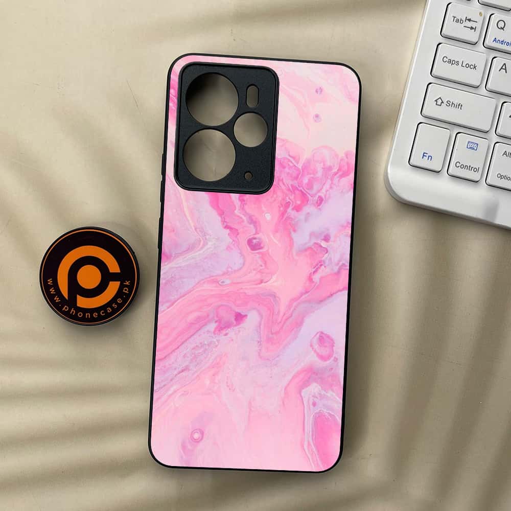 Realme 14T 5G - Pink Marble Series - Premium Metal Printed soft Bumper Shock Proof Case