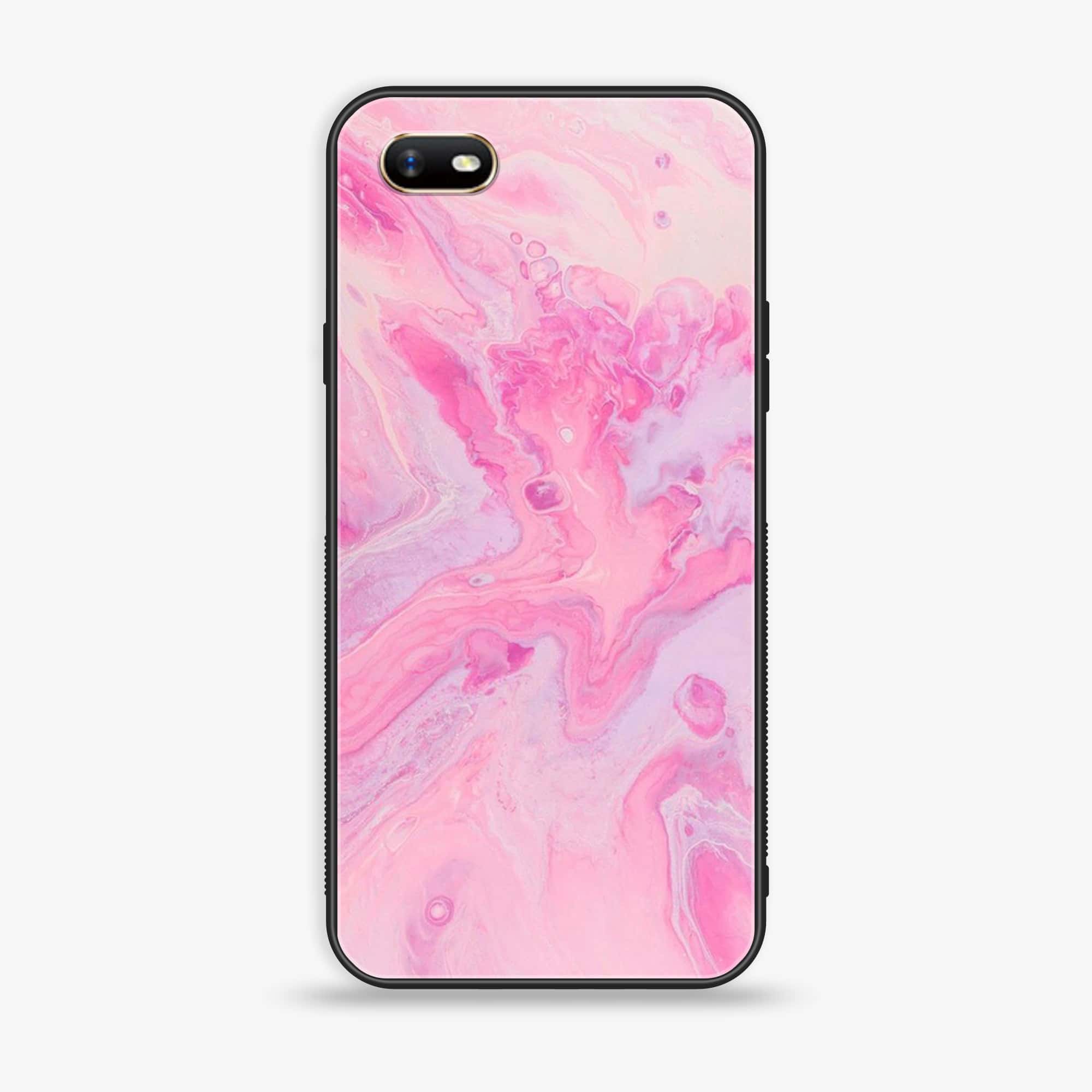 Oppo A1k - Pink Marble  Series - Premium Printed Glass soft Bumper shock Proof Case