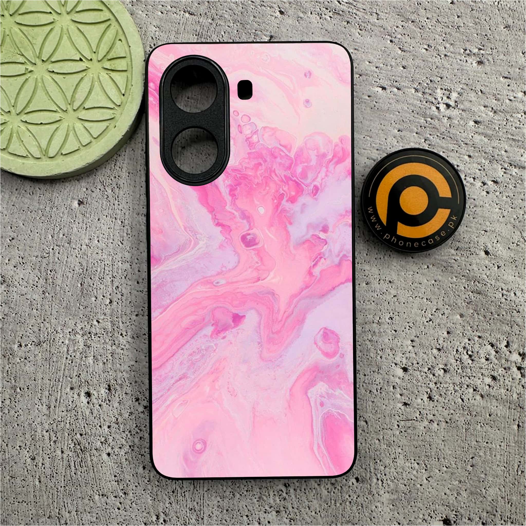 Xiaomi Redmi Turbo 4 - Pink Marble Series - Premium Metal Printed soft Bumper shock Proof Case