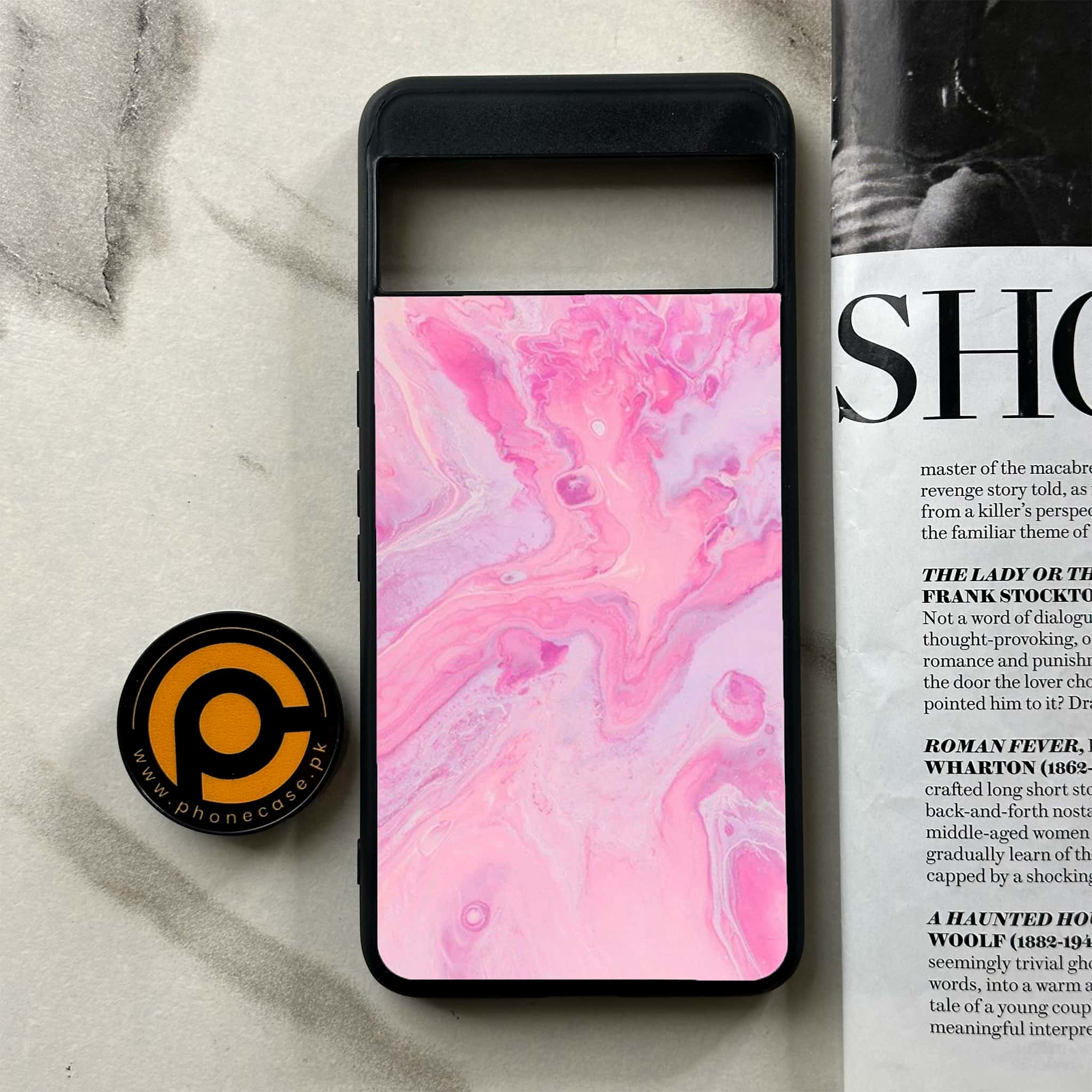 Google Pixel 8 Pro - Pink Marble Series - Premium Printed Glass soft Bumper shock Proof Case