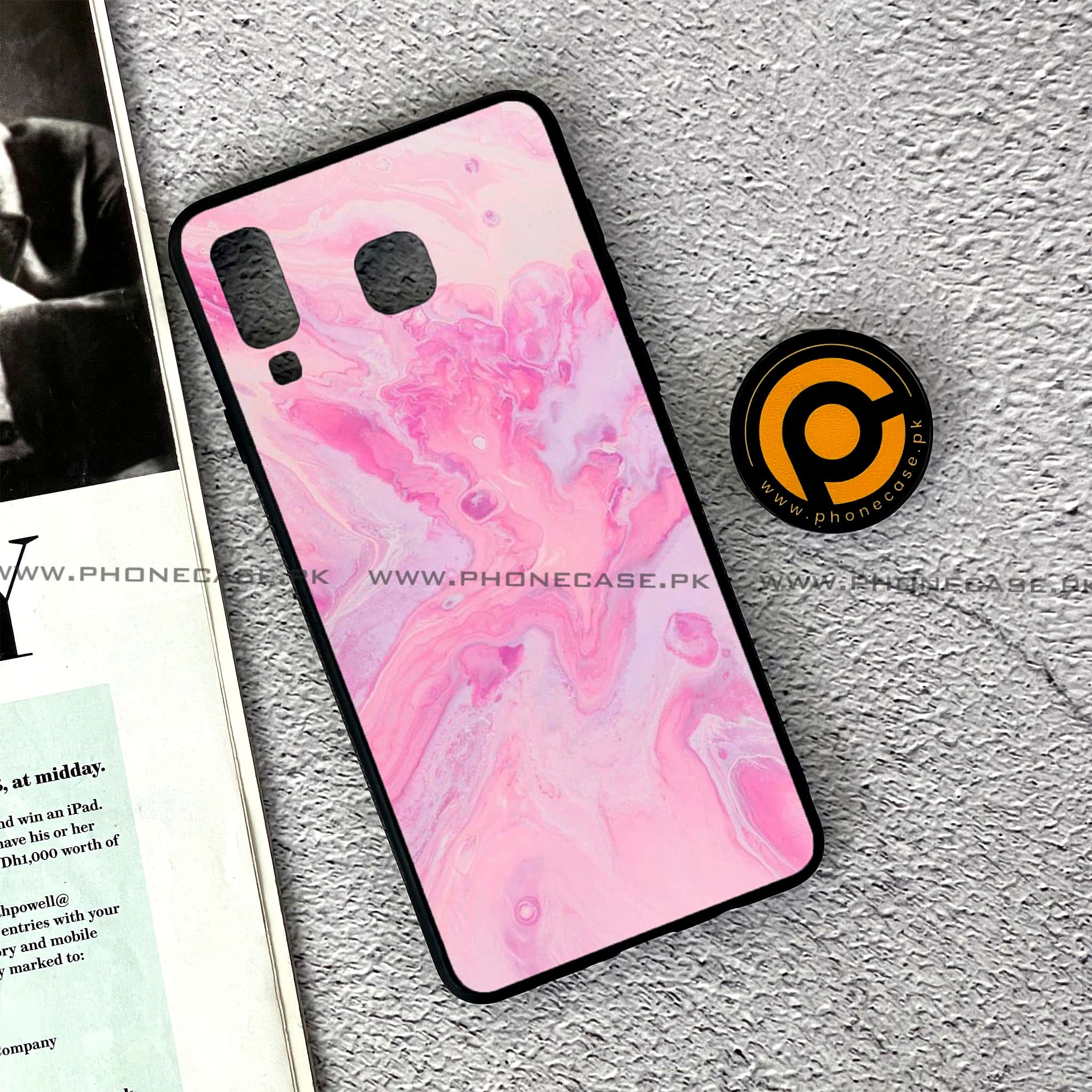 Samsung Galaxy A8 Star(A9 Star) - Pink Marble Series - Premium Printed Glass soft Bumper shock Proof Case