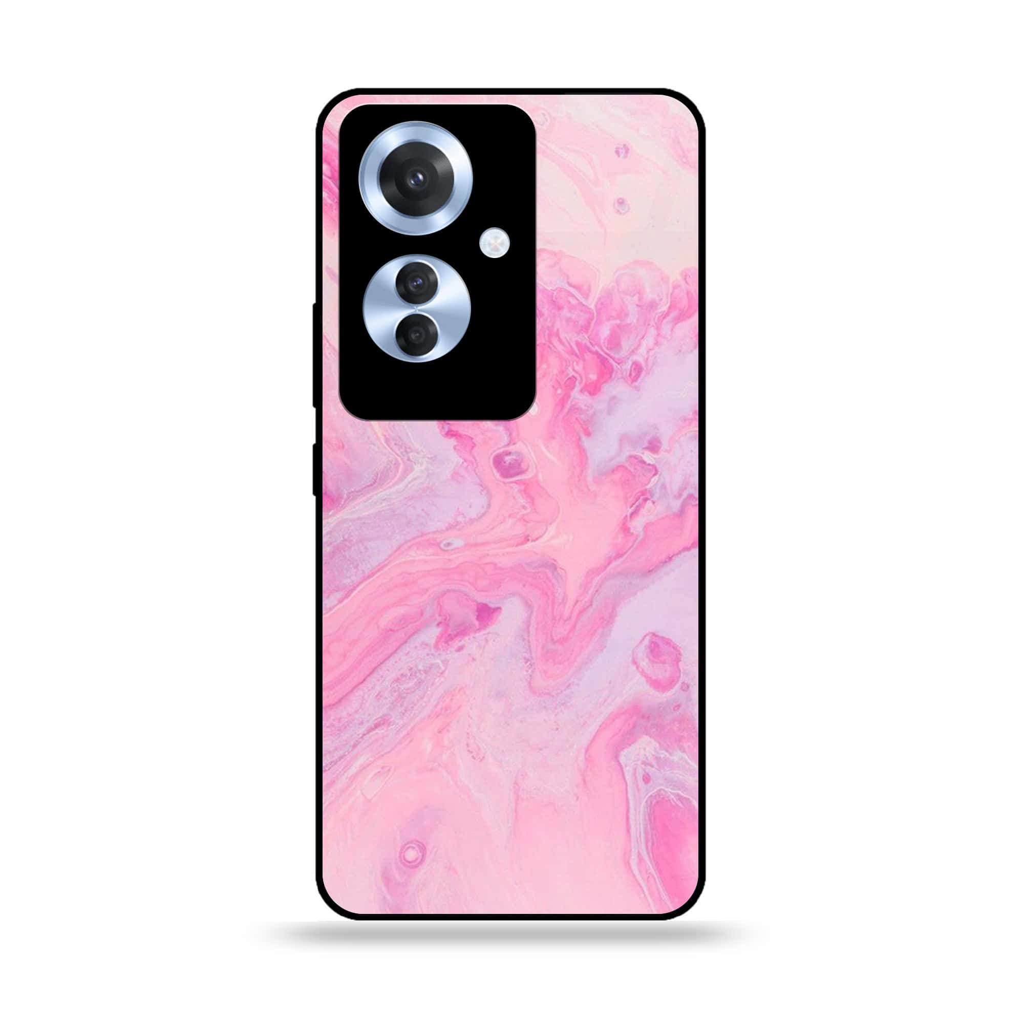 Oppo F25 Pro - Pink Marble Series - Premium Printed Glass soft Bumper shock Proof Case