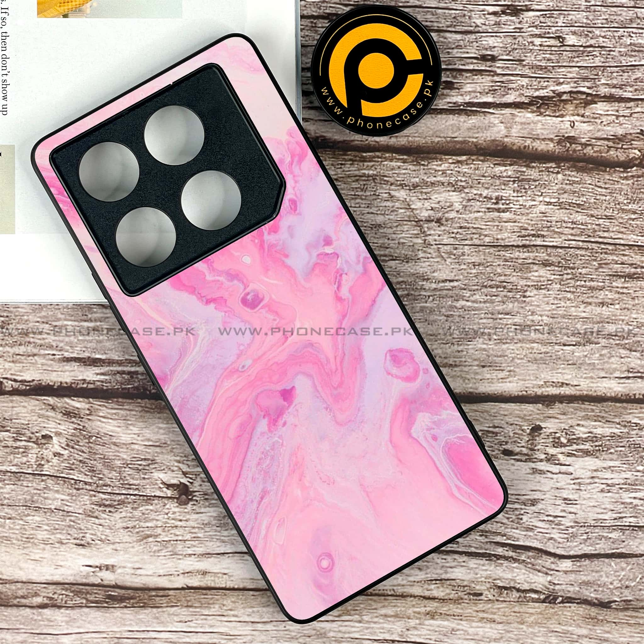 Infinix GT 20 Pro - Pink Marble Series - Premium Printed Glass soft Bumper shock Proof Case