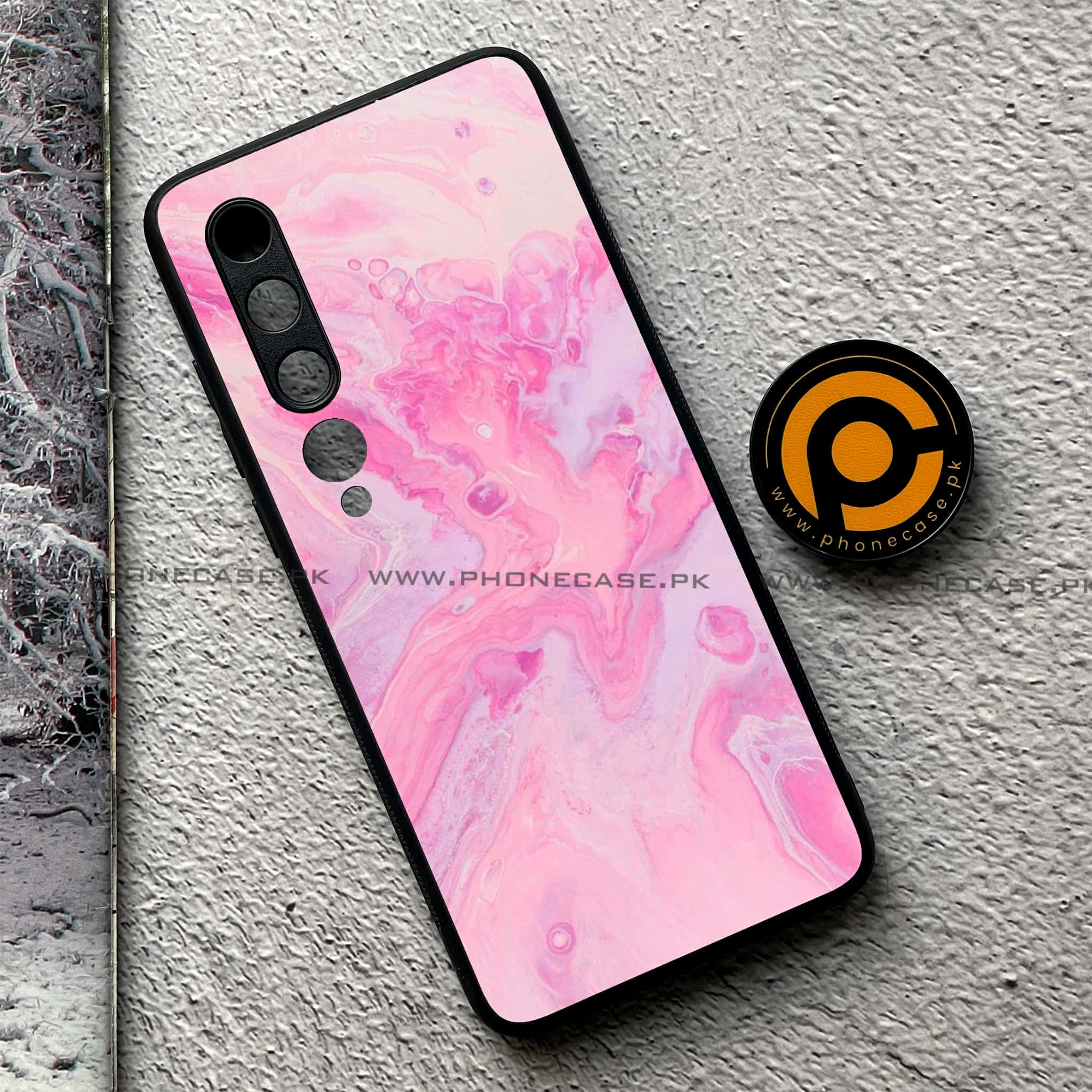 Xiaomi Mi 10 - Pink Marble Series - Premium Printed Glass soft Bumper shock Proof Case