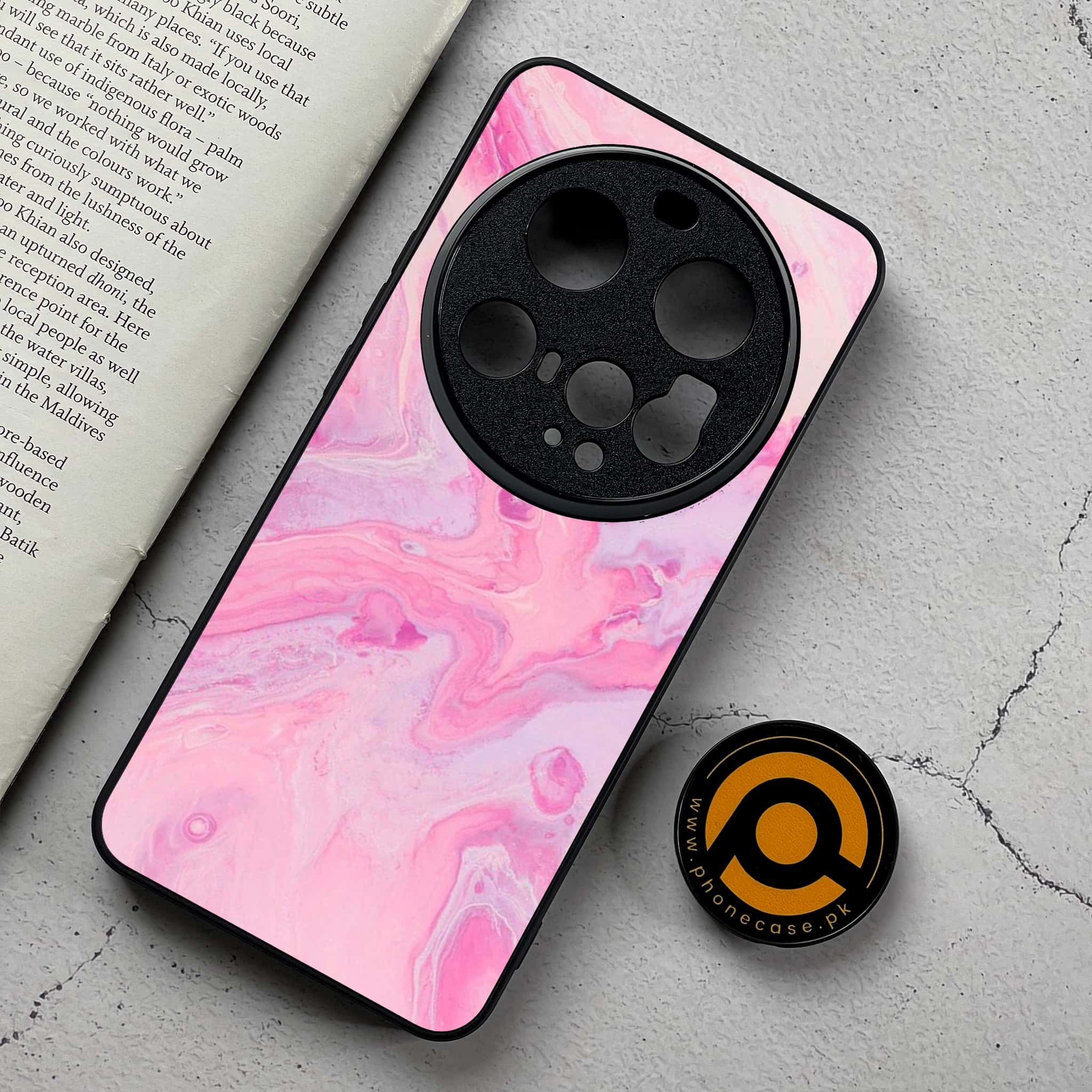 Xiaomi 15 Ultra - Pink Marble Series - Premium Metal Printed Soft Bumper Shockproof Case