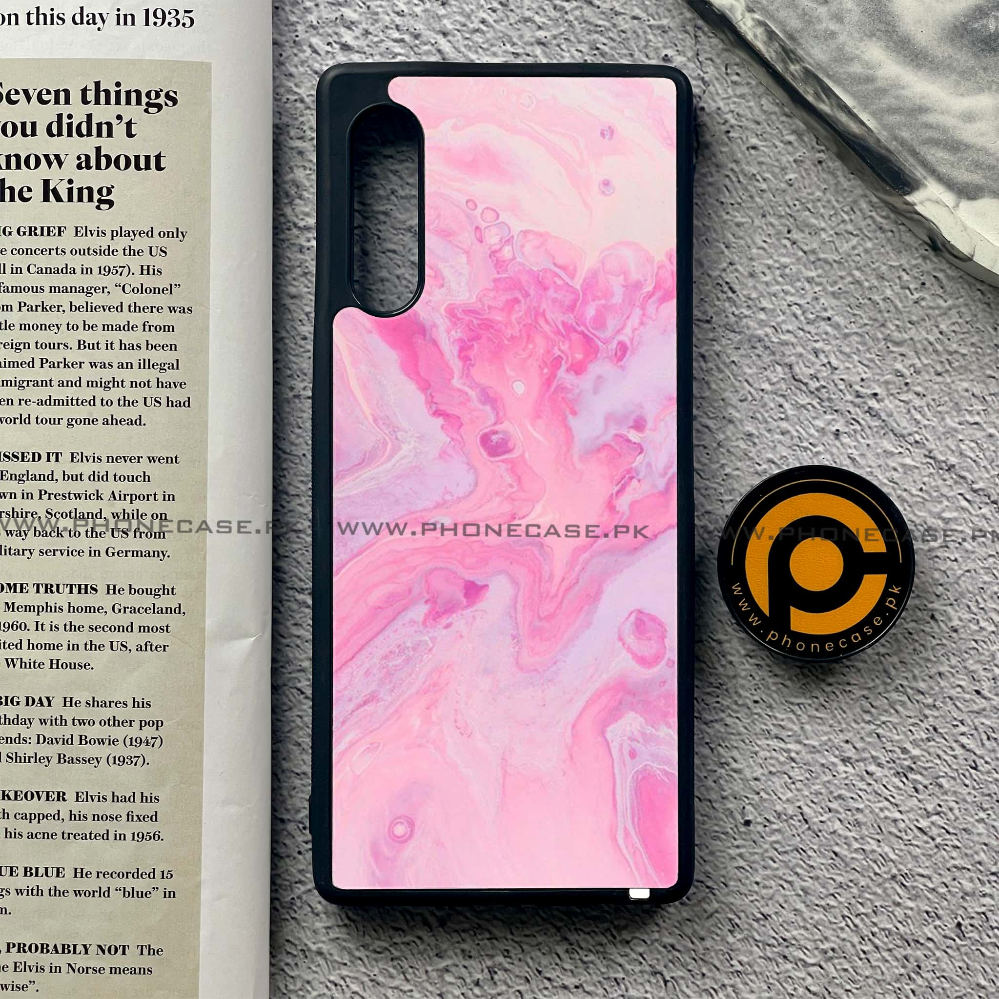 LG Velvet - Pink Marble Series - Premium Printed Glass soft Bumper shock Proof Case
