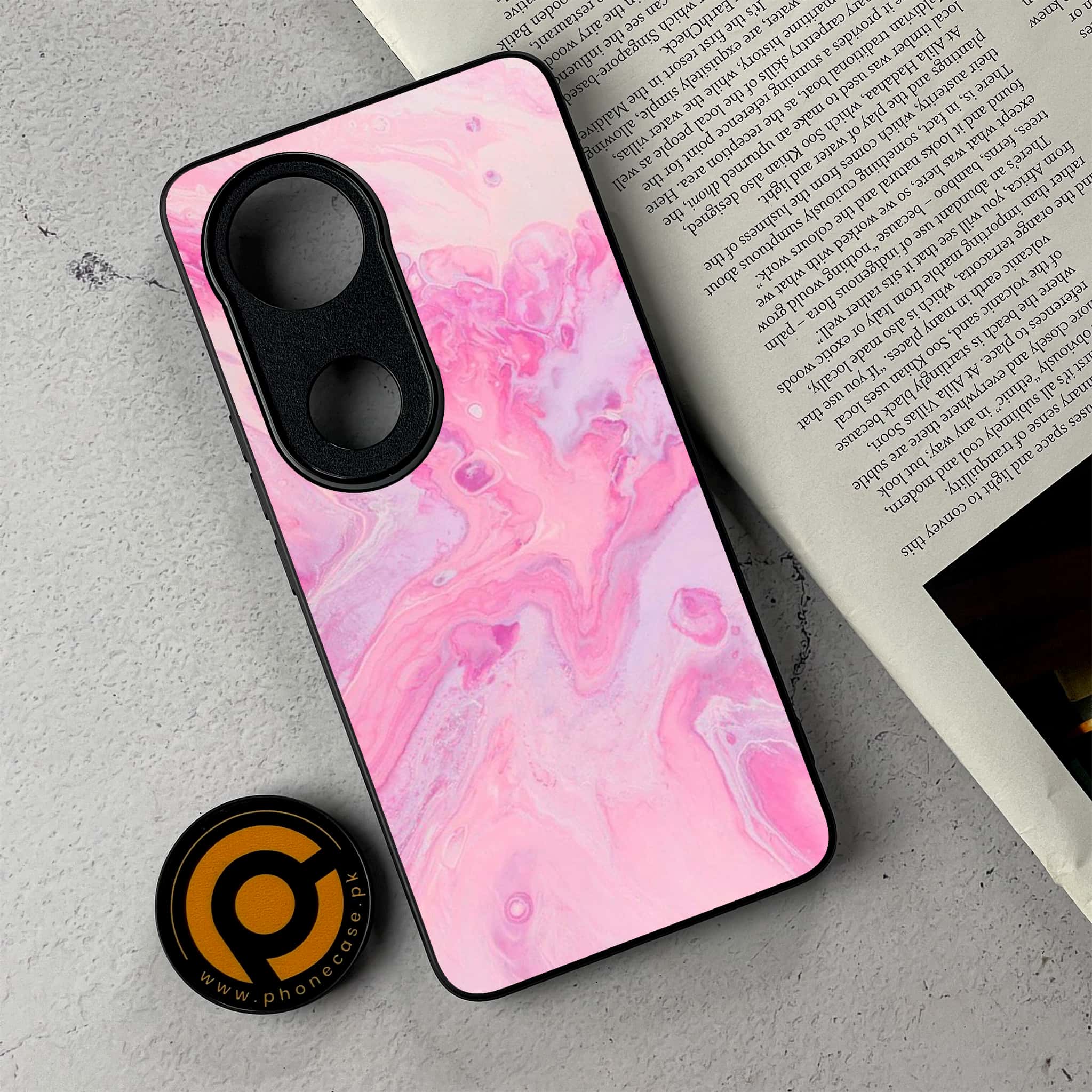 Vivo V50 -   Pink Marble Series - Premium Metal Printed Soft Bumper Shockproof Case