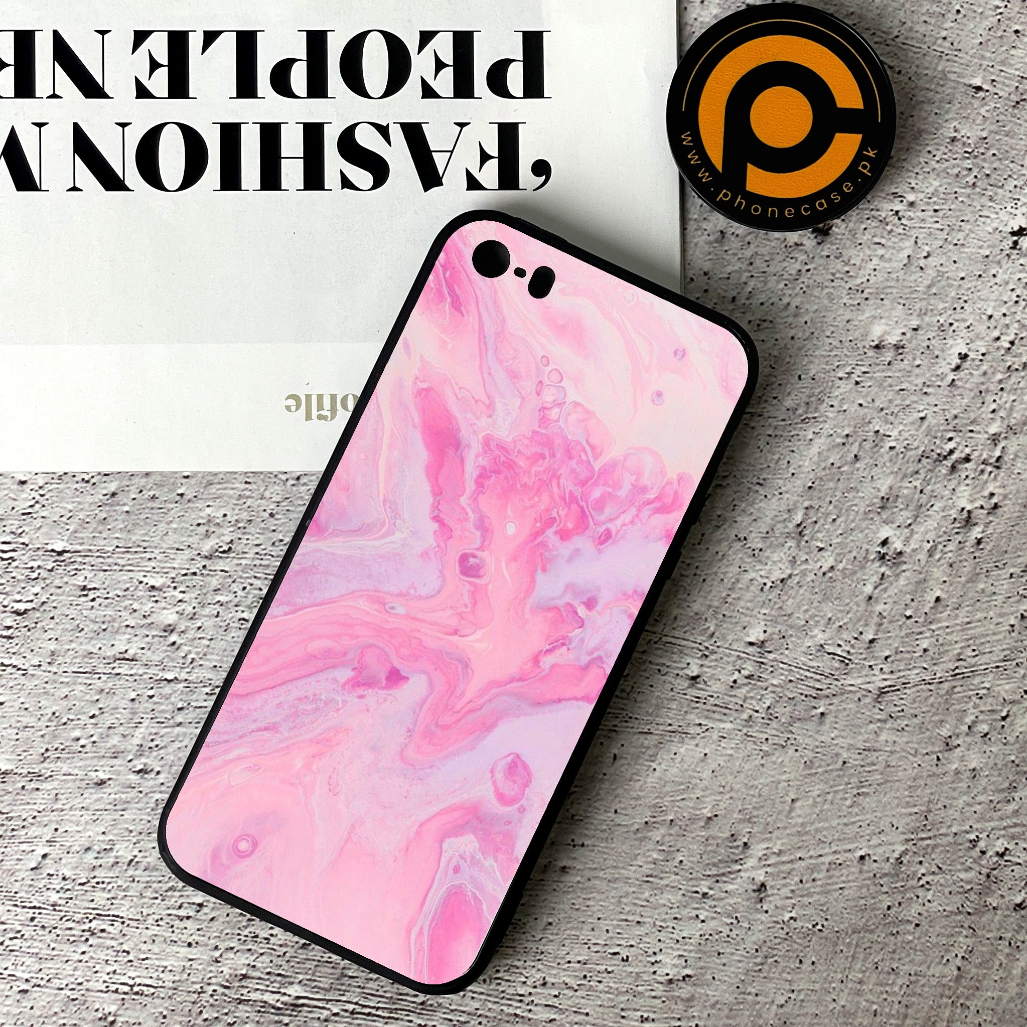 iPhone 5/5c/5s - Pink Marble Series - Premium Printed Glass soft Bumper shock Proof Case