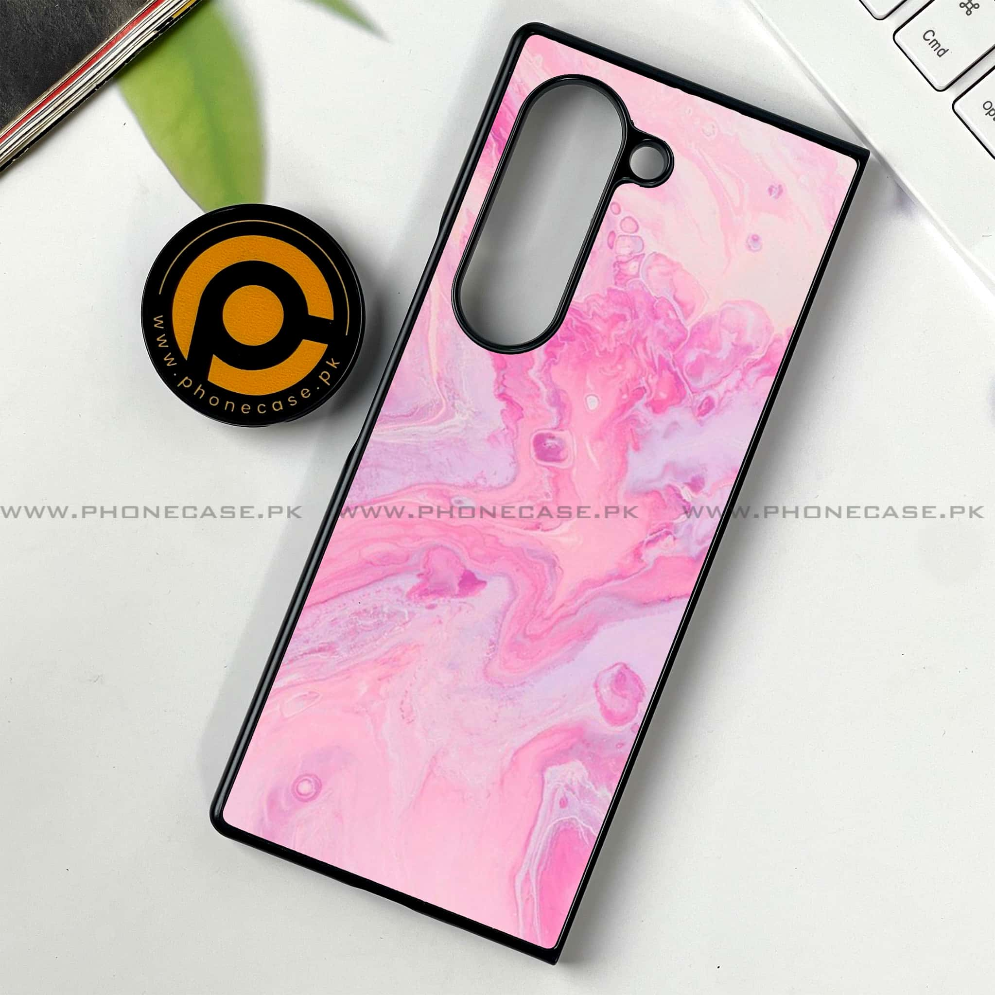 Samsung Galaxy Z Fold 6 - Pink Marble Series - Premium Printed Metal soft Bumper shock Proof Case