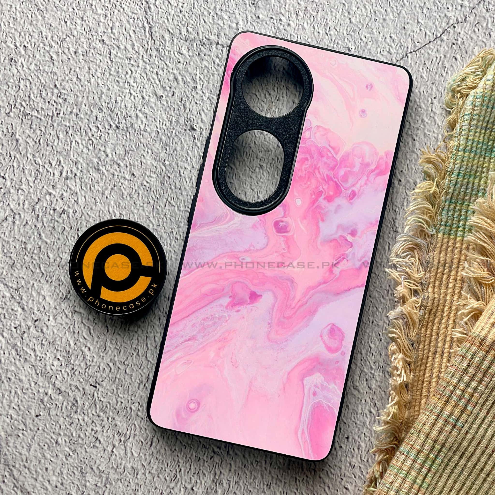 Vivo V40 Pro - Pink Marble Series - Premium Metal Printed soft Bumper shock Proof Case