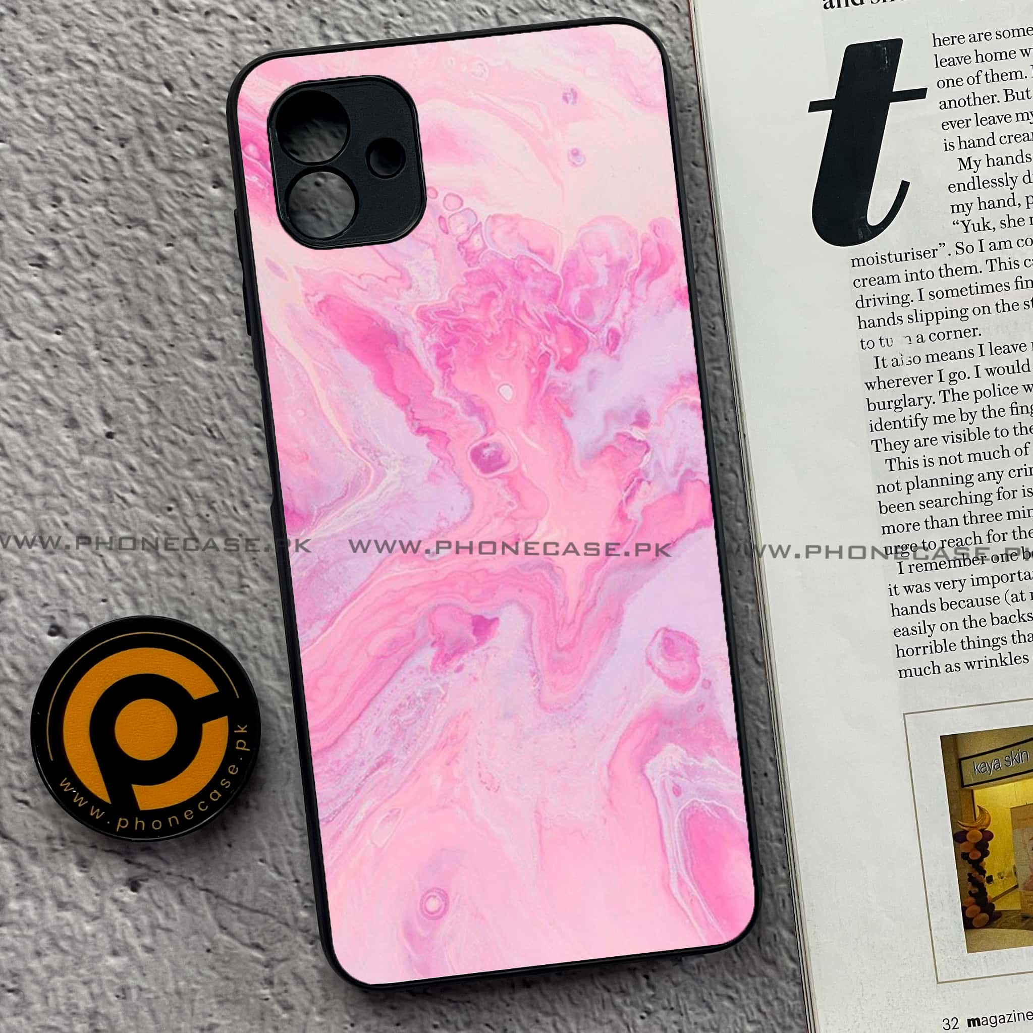 Samsung Galaxy A04 - Pink Marble Series - Premium Printed Glass soft Bumper shock Proof Case