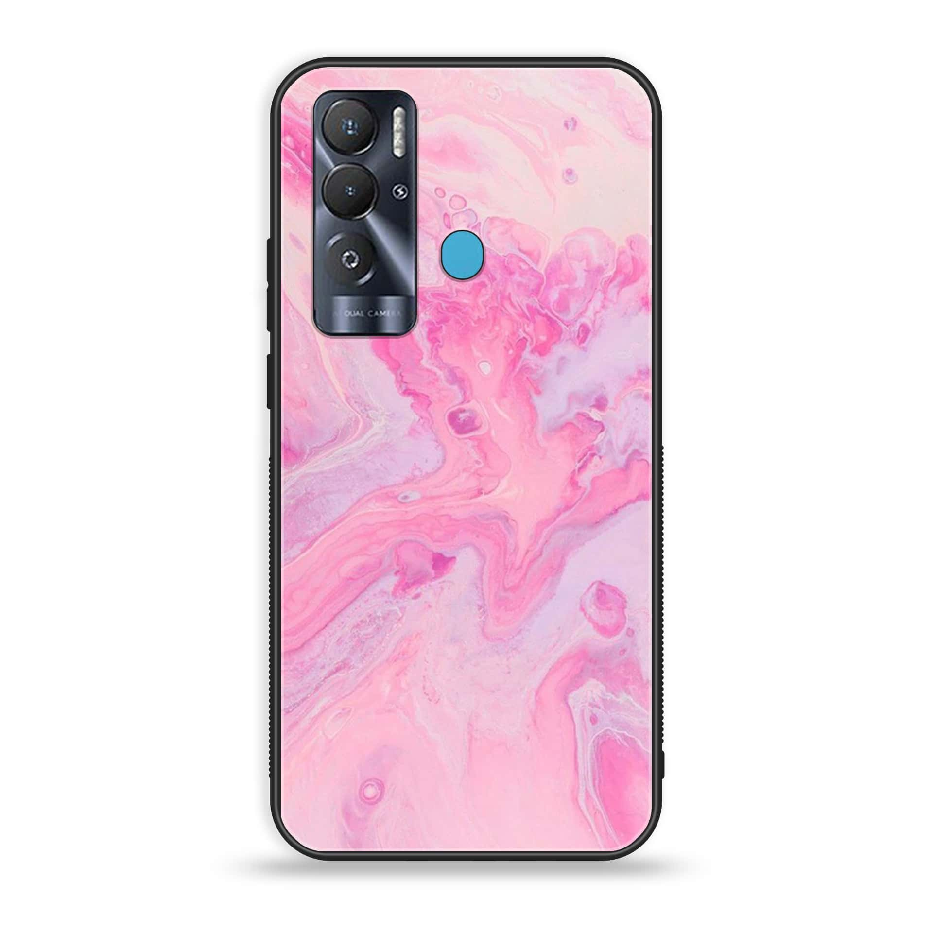 Tecno Pova Neo Pink Marble Premium Printed Glass soft Bumper shock Proof Case