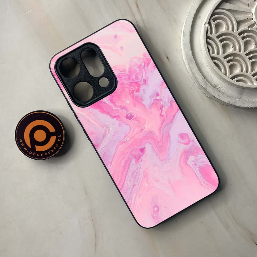 Oppo Reno 14 5G - Pink Marble Series - Premium Metal Printed soft Bumper shock Proof Case