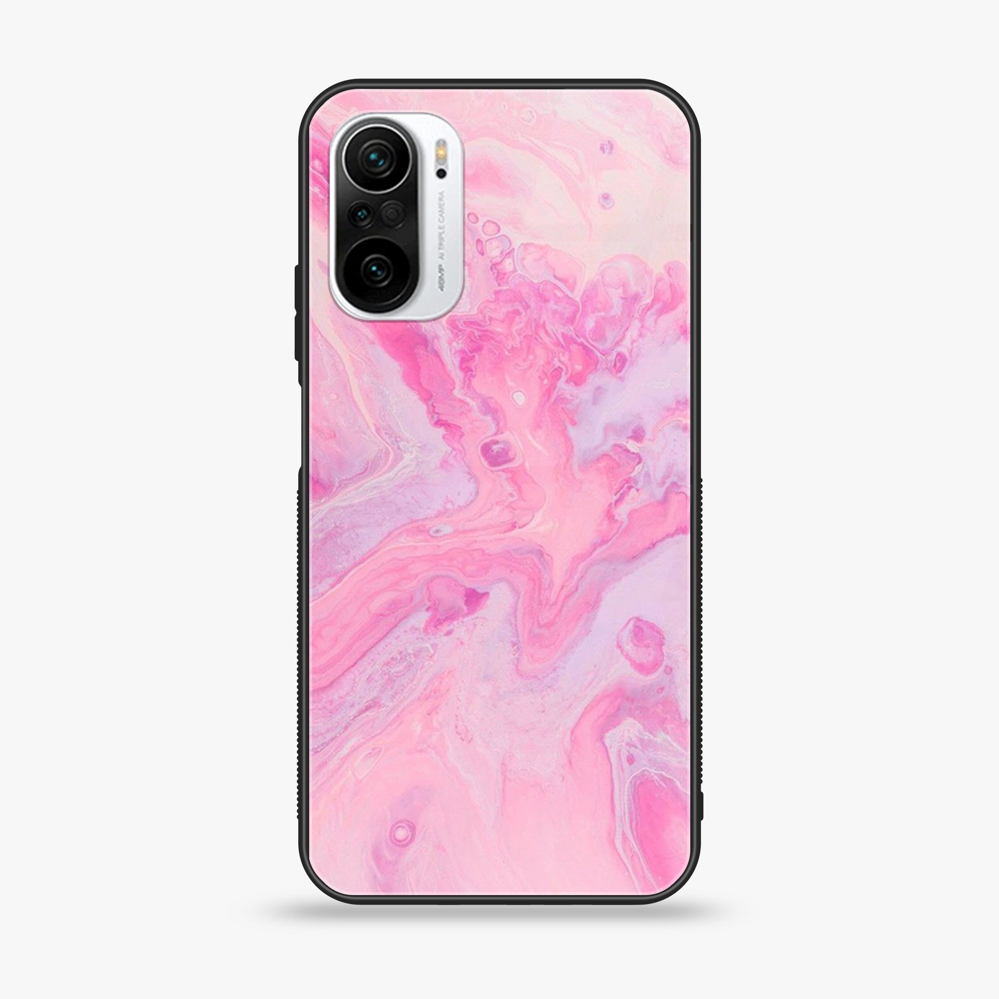 Xiaomi Poco F3 - Pink marble Series - Premium Printed Glass soft Bumper shock Proof Case