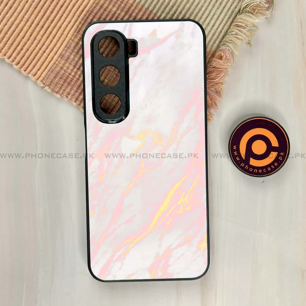 Infinix Hot 60i - Pink Marble Series - Premium Metal Printed soft Bumper shock Proof Case