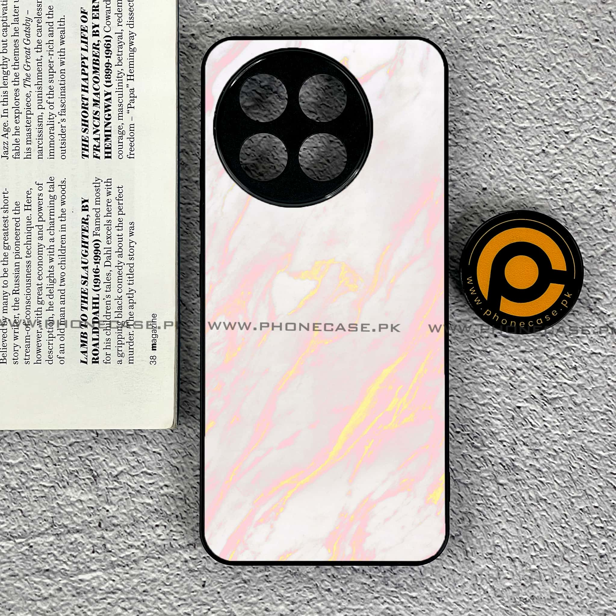 Tecno Spark 30 Pro - Pink Marble Series - Premium Printed Glass soft Bumper shock Proof Case