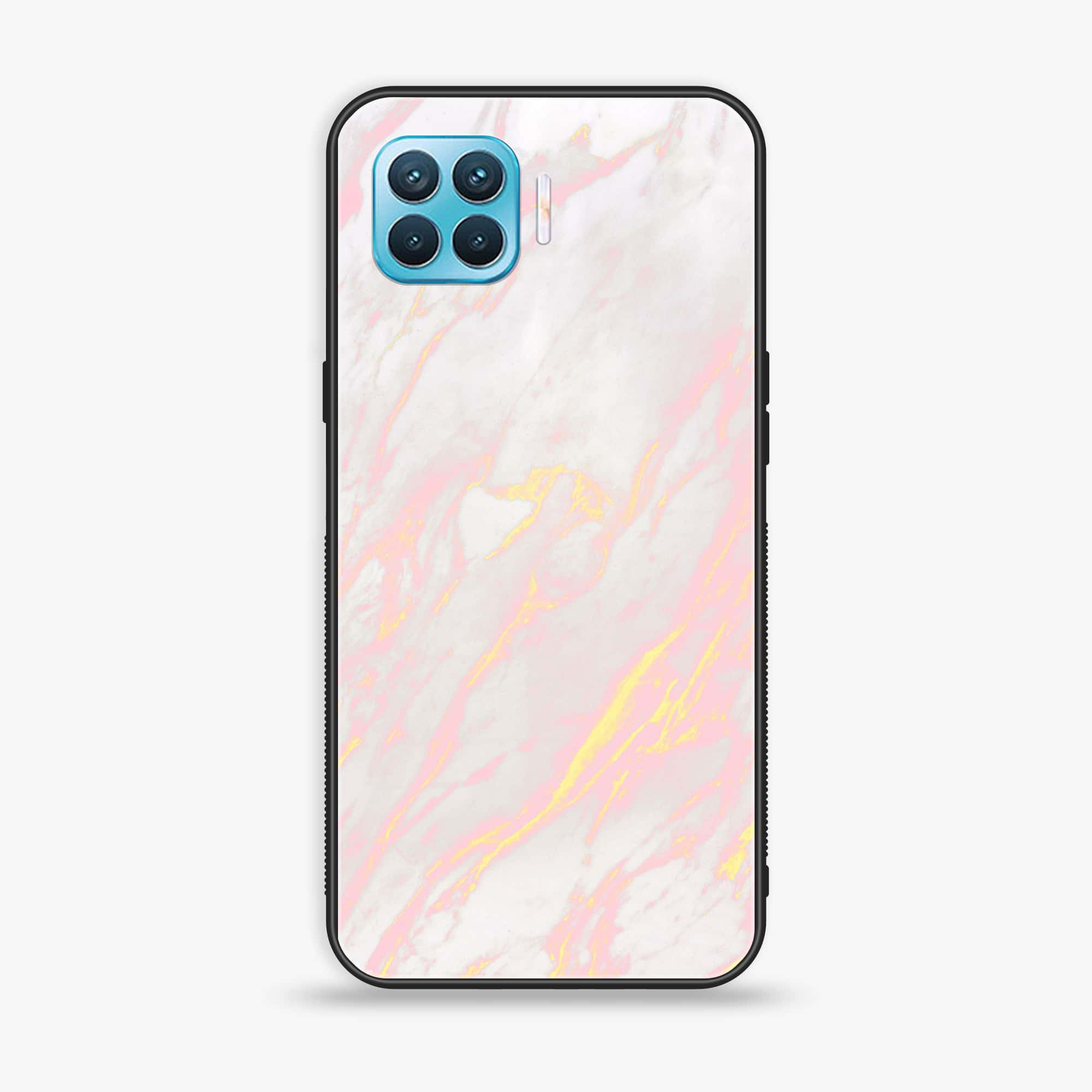 Oppo F17 Pro - Pink Marble Series - Premium Printed Glass soft Bumper shock Proof Case