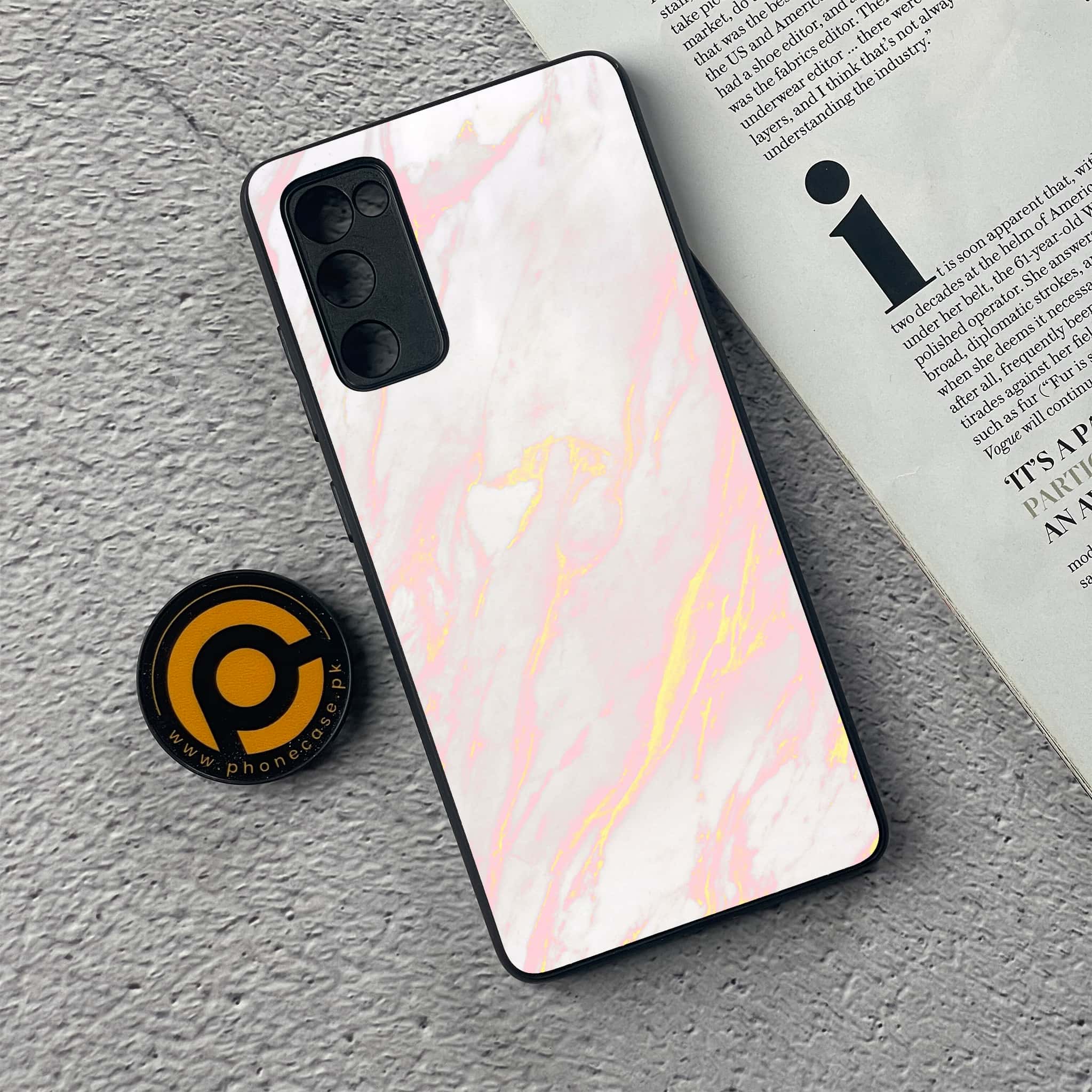 Galaxy S20 FE - Pink Marble Series - Premium Printed Glass soft Bumper shock Proof Case
