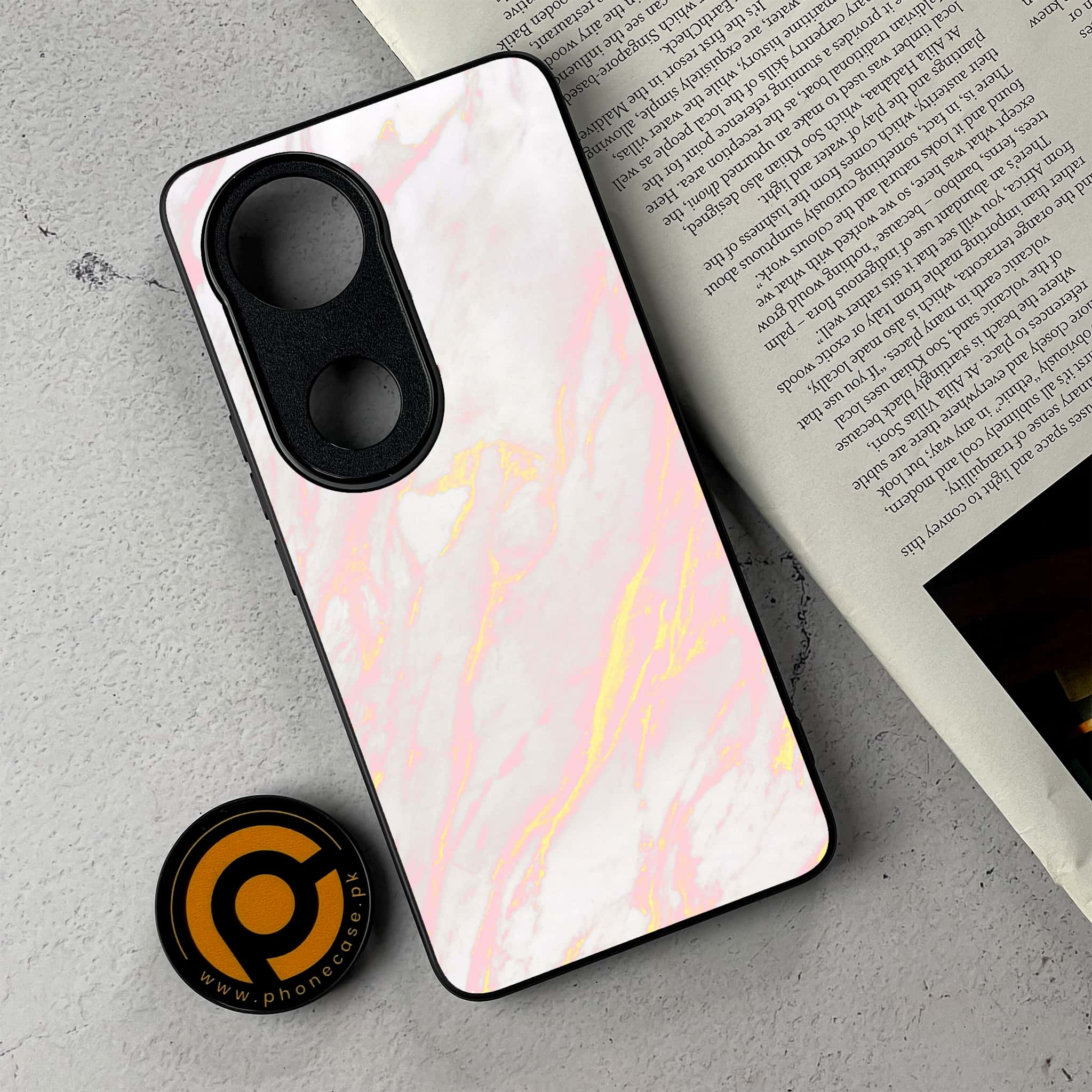 Vivo V50 -   Pink Marble Series - Premium Metal Printed Soft Bumper Shockproof Case