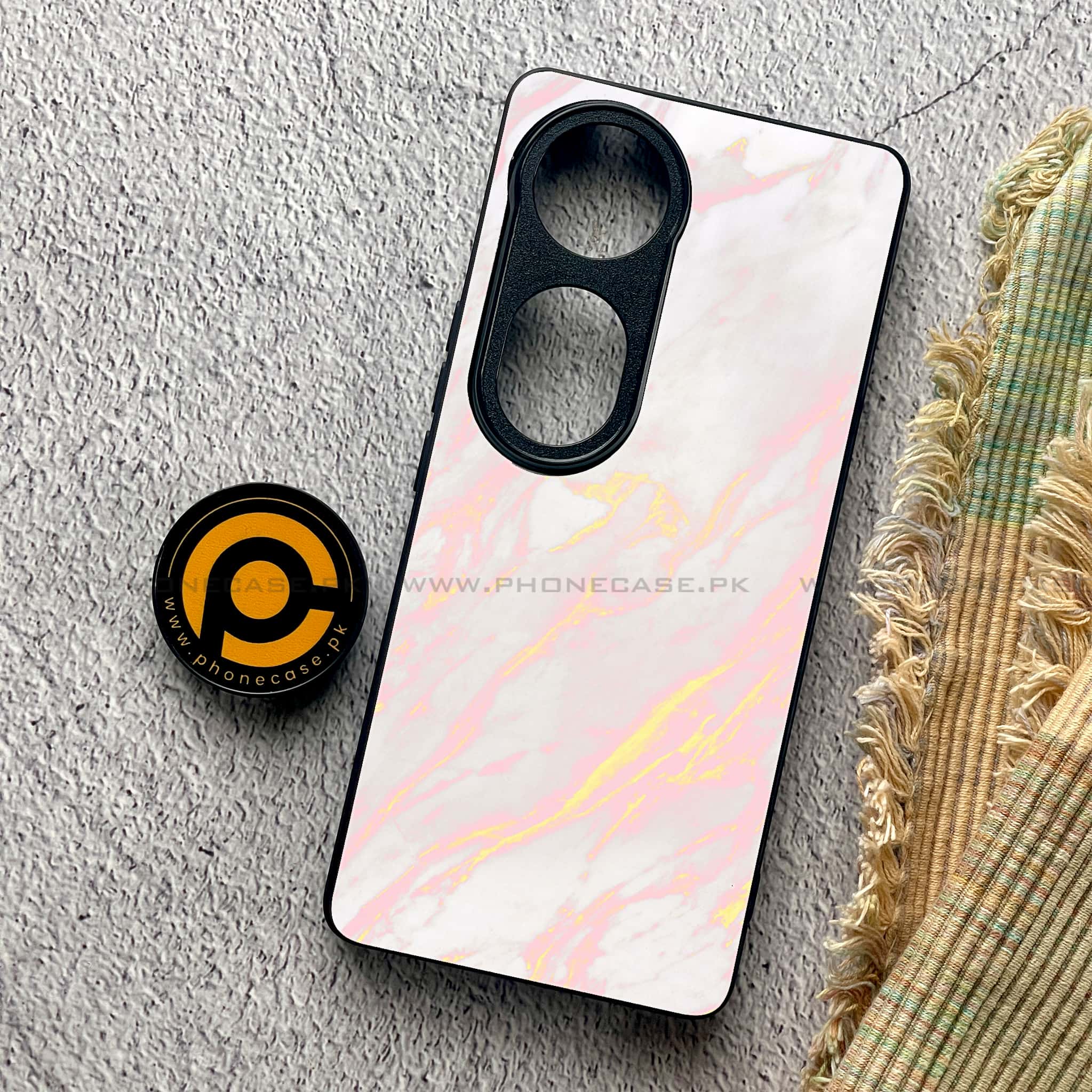 Vivo V40 Pro - Pink Marble Series - Premium Metal Printed soft Bumper shock Proof Case