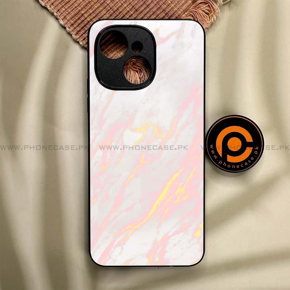 Tecno Spark 40C - Pink Marble Series - Premium Metal Printed soft Bumper shock Proof Case