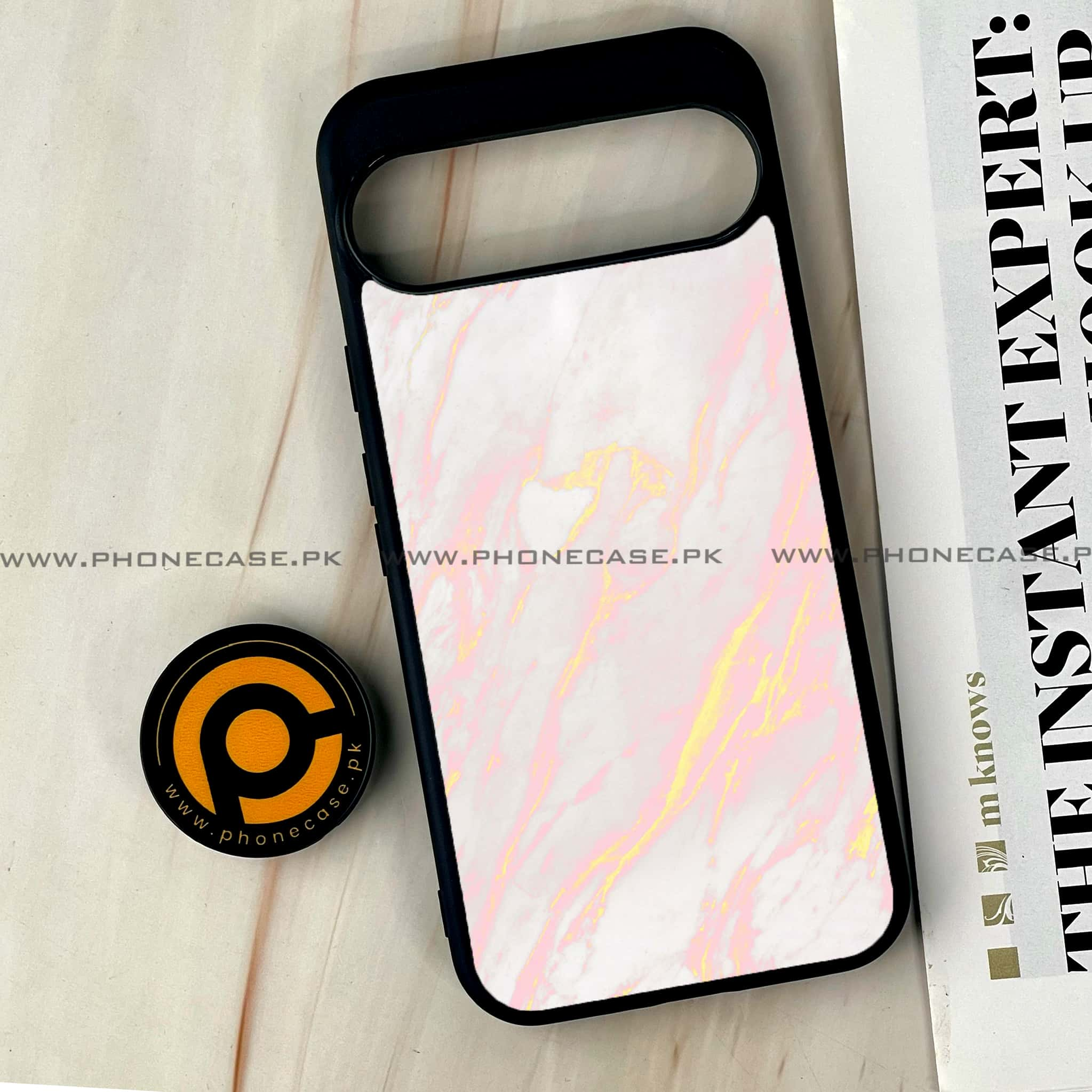 Google Pixel 9 Pro XL - Pink Marble Series - Premium Printed Glass soft Bumper shock Proof Case