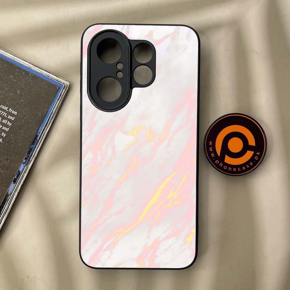 Vivo X200 FE - Pink Marble Series - Premium Metal Printed soft Bumper Shock Proof Case