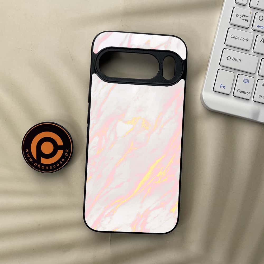 Google Pixel 10  - Pink Marble Series - Premium Metal Printed soft Bumper Shockof Case