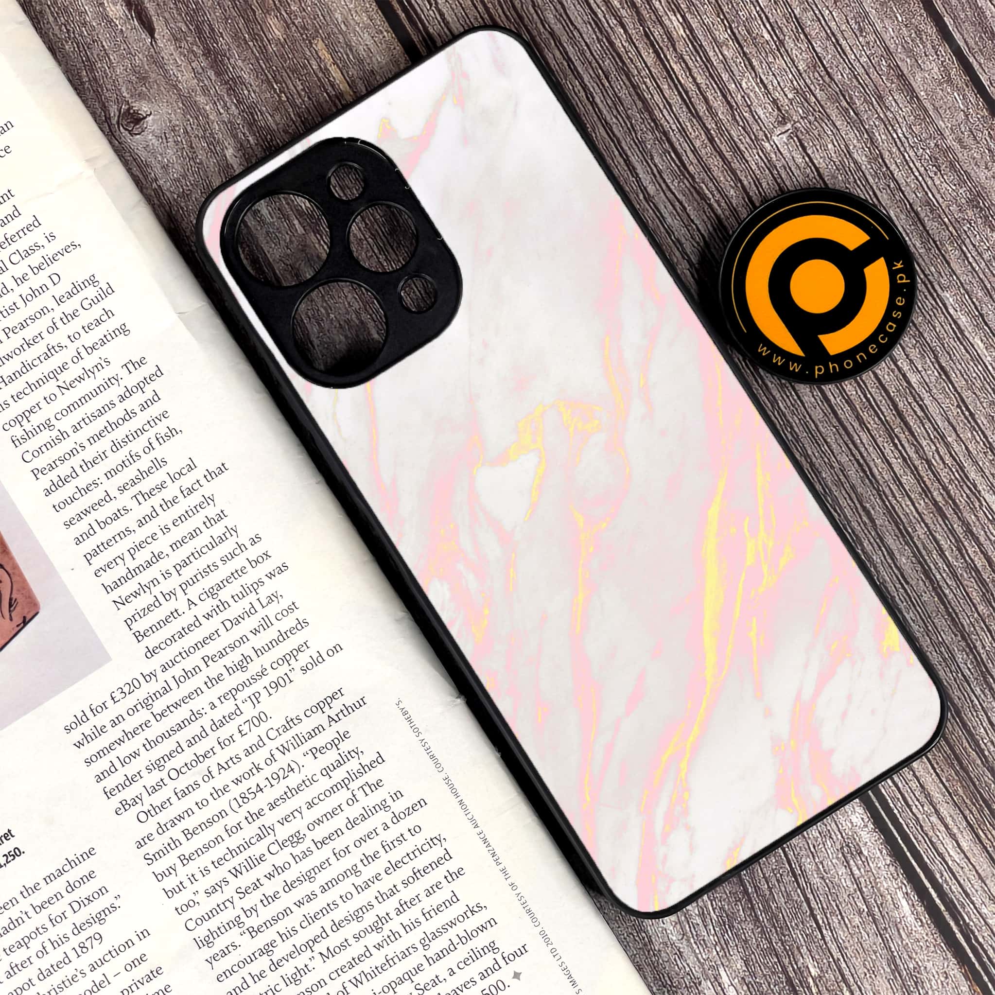 Xiaomi Redmi 12 - Pink Marble Series - Premium Printed Glass soft Bumper shock Proof Case