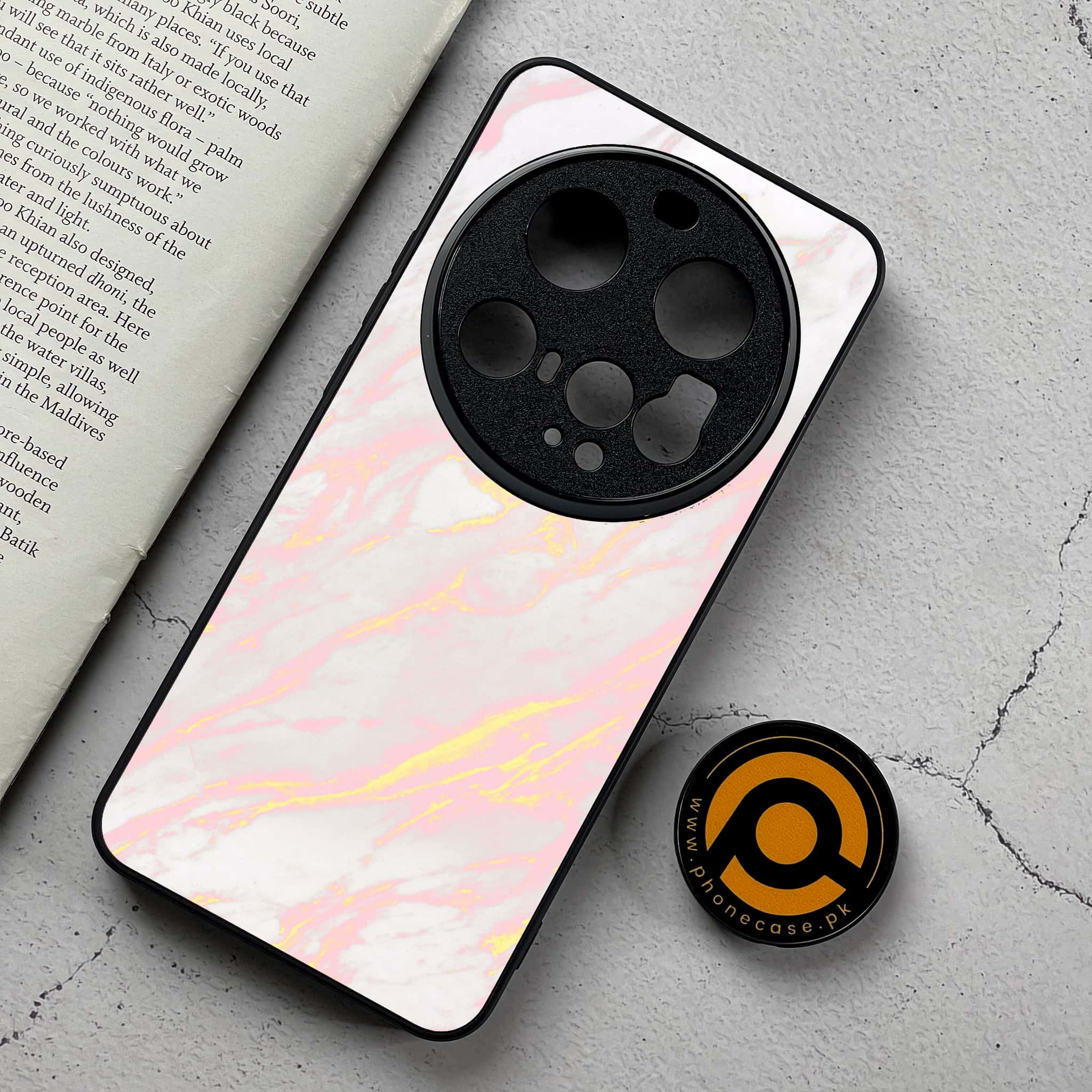 Xiaomi 15 Ultra - Pink Marble Series - Premium Metal Printed Soft Bumper Shockproof Case