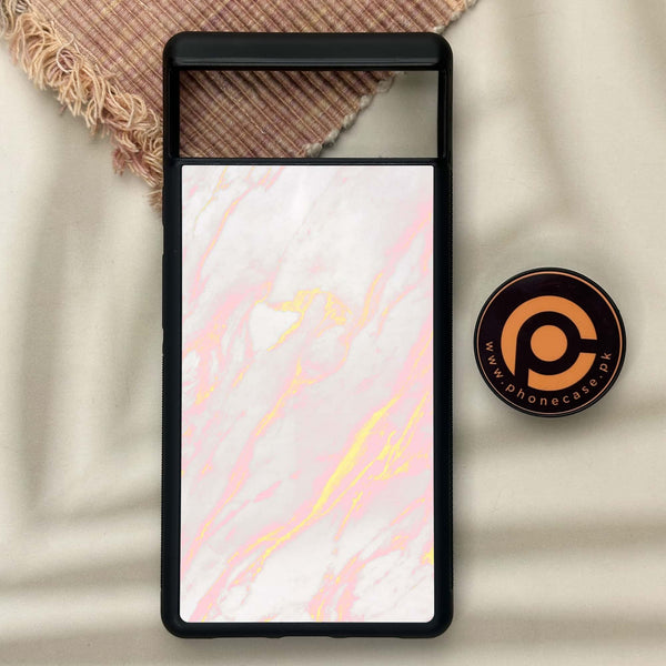 Google Pixel 6 - Pink Marble Series - Premium Metal Printed soft Bumper Shock Proof Case