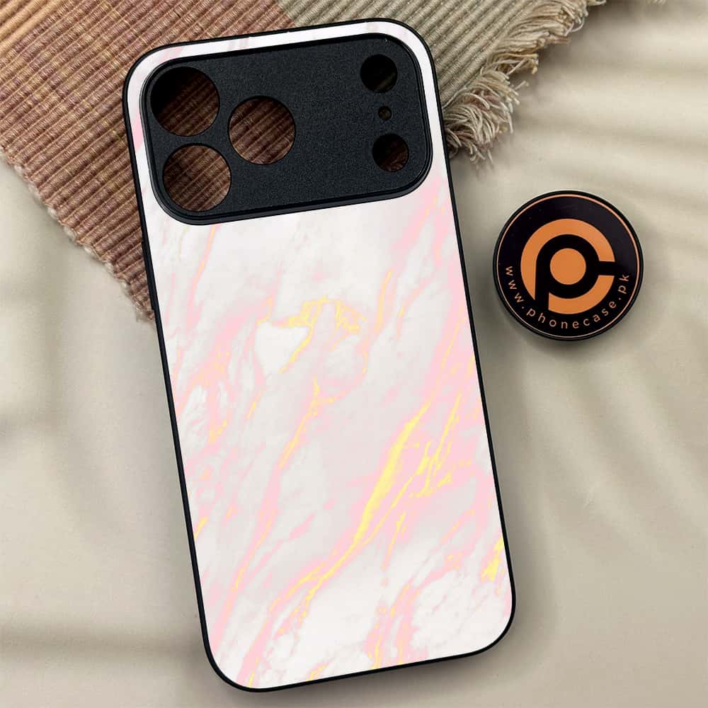 iPhone 17 Pro Max - Pink Marble Series - Premium Metal Printed soft Bumper shock Proof Case