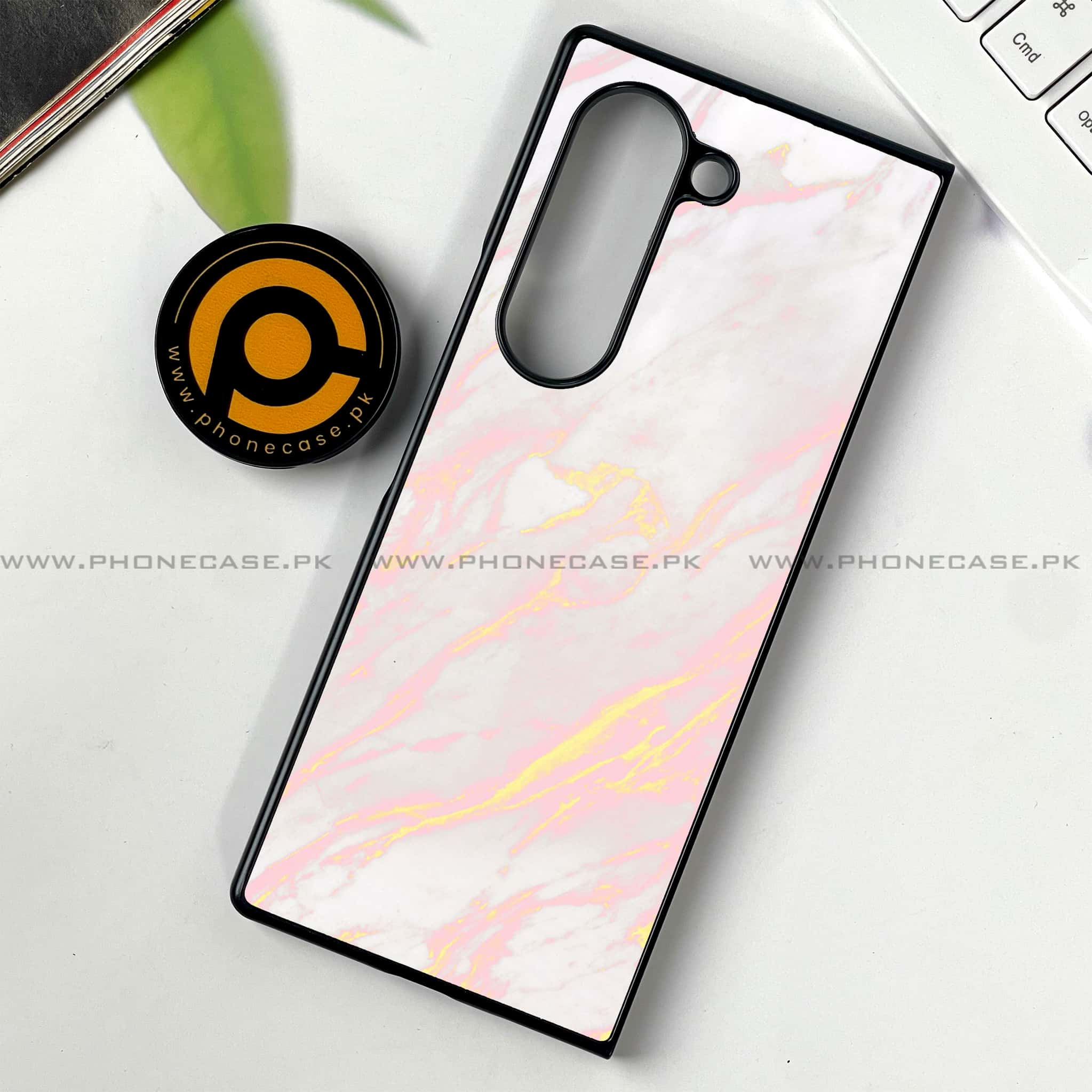 Samsung Galaxy Z Fold 6 - Pink Marble Series - Premium Printed Metal soft Bumper shock Proof Case