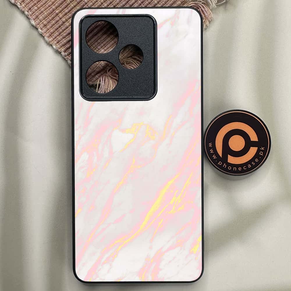 Realme GT 7 - Pink Marble Series - Premium Metal Printed soft Bumper shock Proof Case