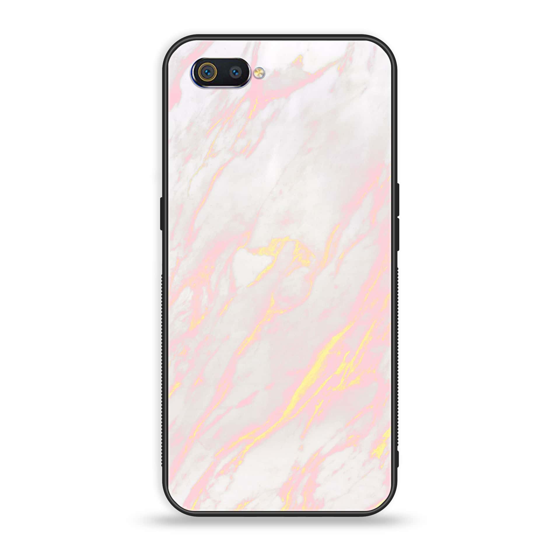 Oppo Realme C2 - Pink Marble Series - Premium Printed Glass soft Bumper shock Proof Case