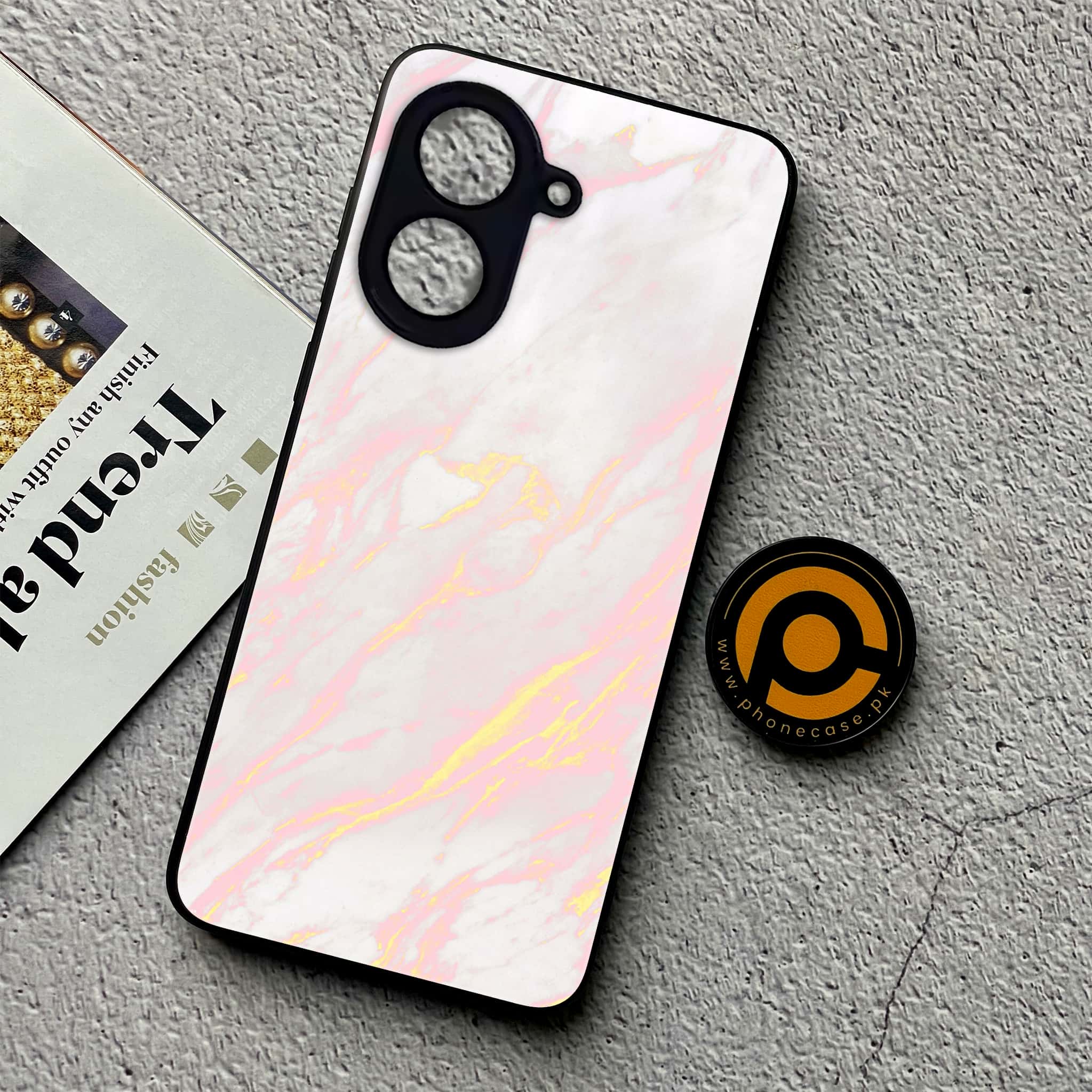 Xiaomi Redmi A5 - Pink Marble Series - Premium Metal Printed soft Bumper shock Proof Case