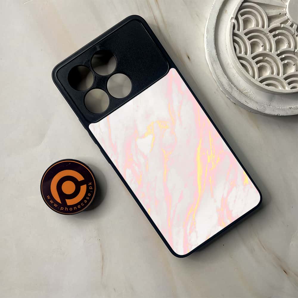 Xiaomi Poco F6 Pro - Pink Marble Series - Premium Metal Printed soft Bumper shock Proof Case
