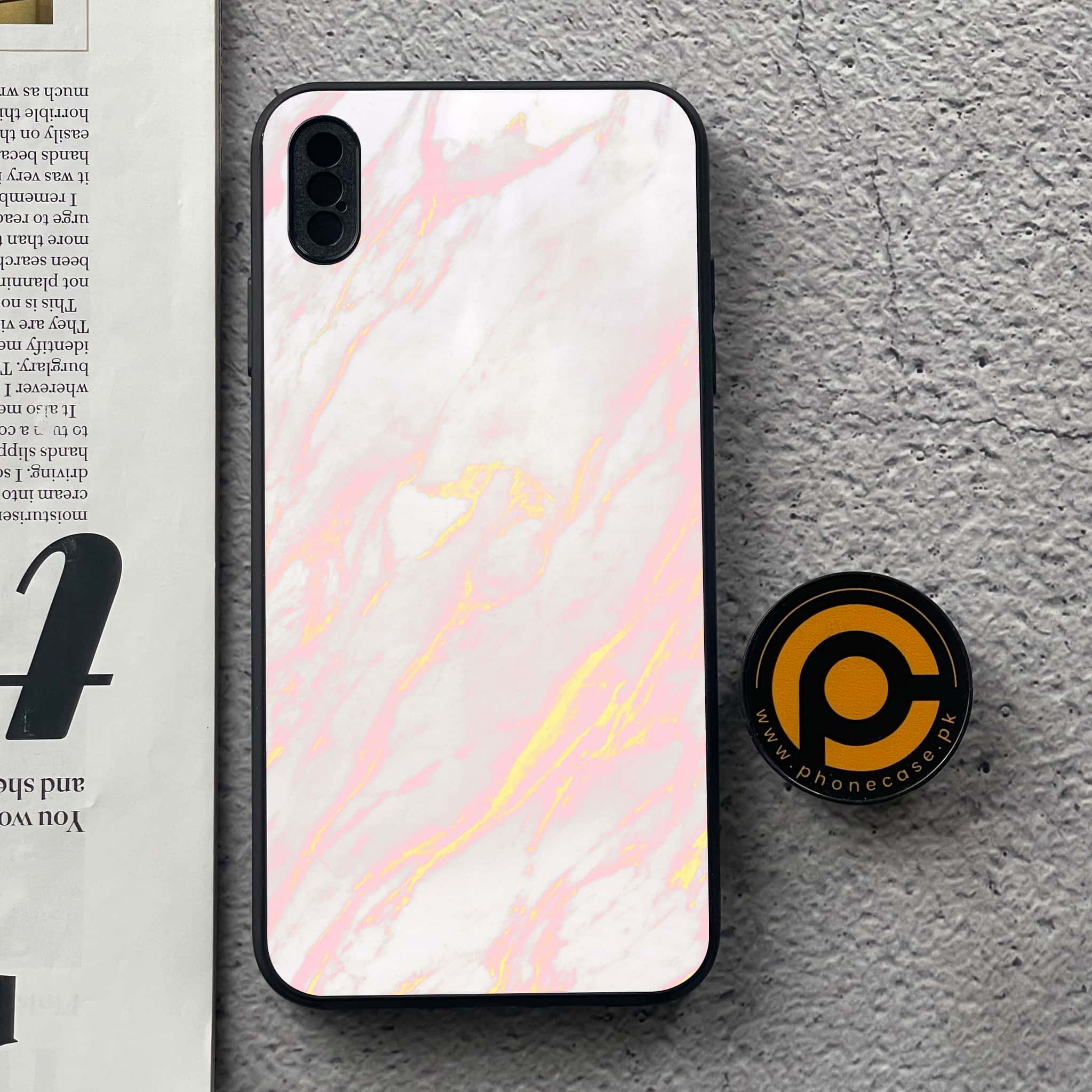 iPhone Xs Max - Pink Marble Series - Premium Metal Printed soft Bumper shock Proof Case