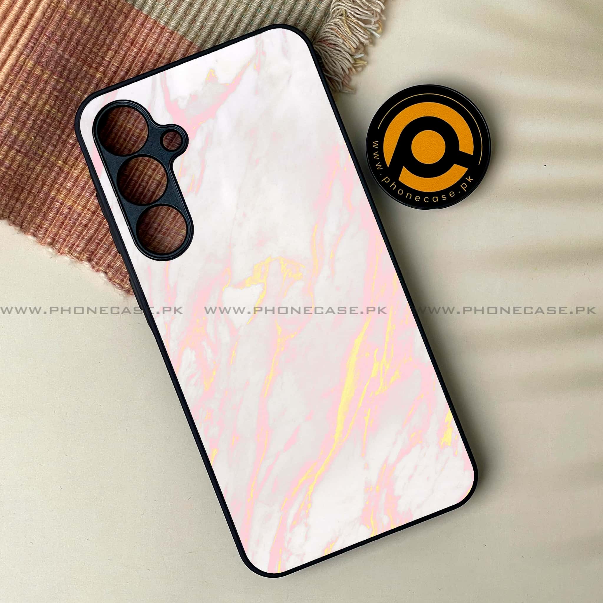Samsung Galaxy A05s - Pink Marble Series - Premium Metal Printed soft Bumper shock Proof Case