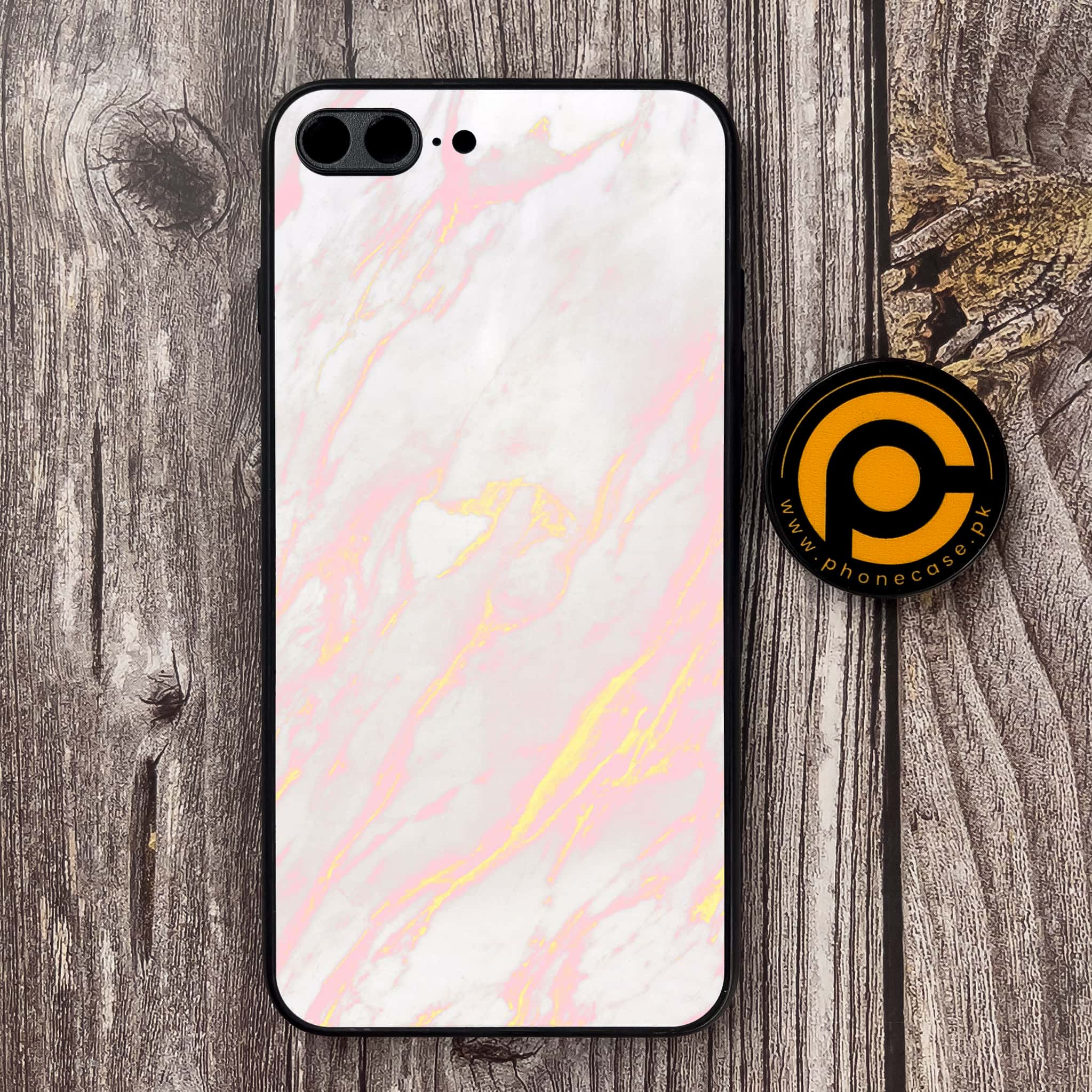 iPhone 7 Plus/ 8 Plus - Pink Marble Series - Premium Metal Printed soft Bumper shock Proof Case