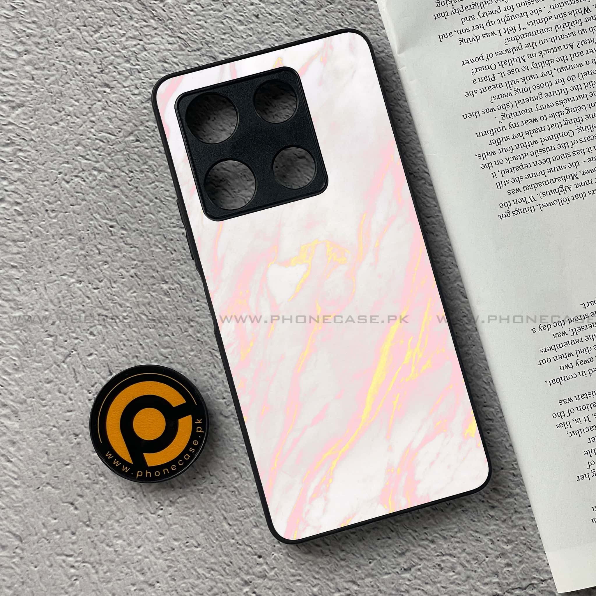 Infinix Note 30 Pro - Pink Marble Series - Premium Metal Printed soft Bumper shock Proof Case
