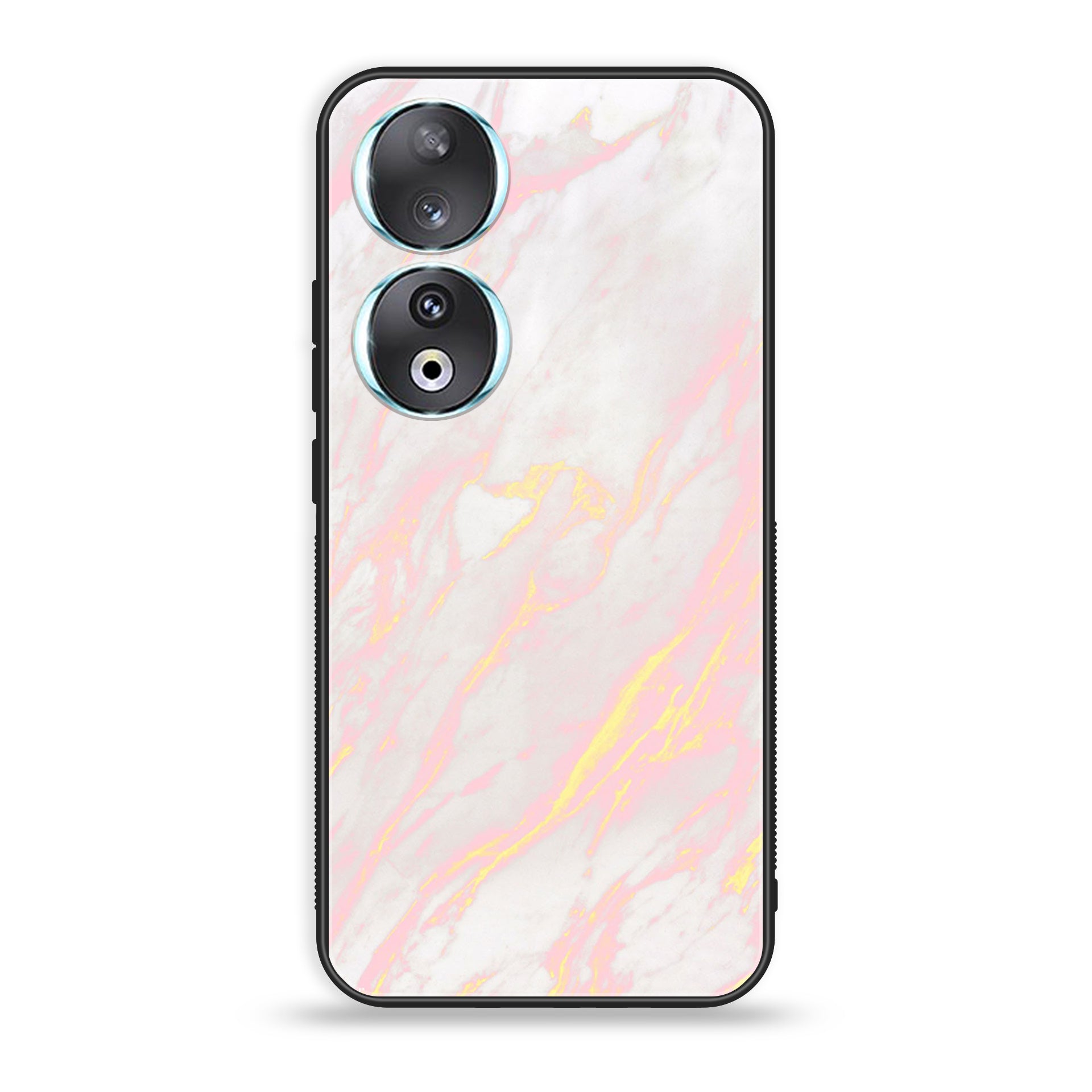 Huawei Honor 90 - Pink Marble Series - Premium Printed Glass soft Bumper shock Proof Case