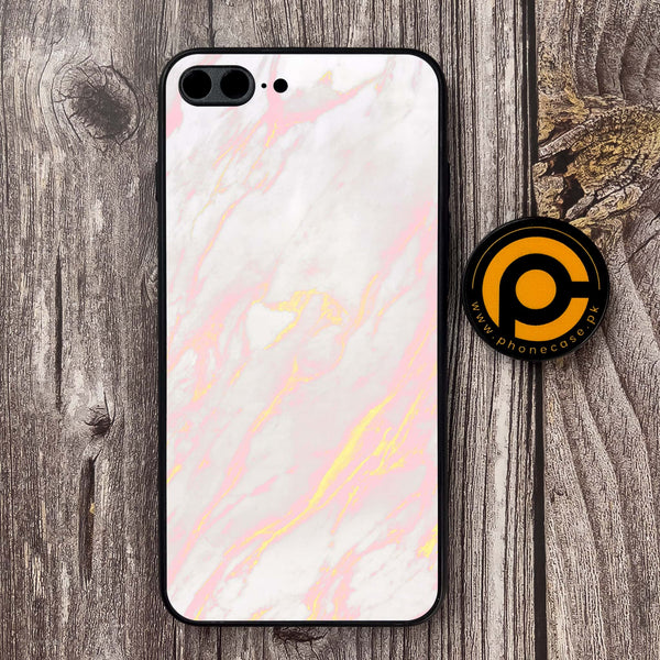 iPhone 7 Plus/ 8 Plus - Pink Marble Design 7 -  Premium Metal Printed soft Bumper shock Proof Case CS-32124