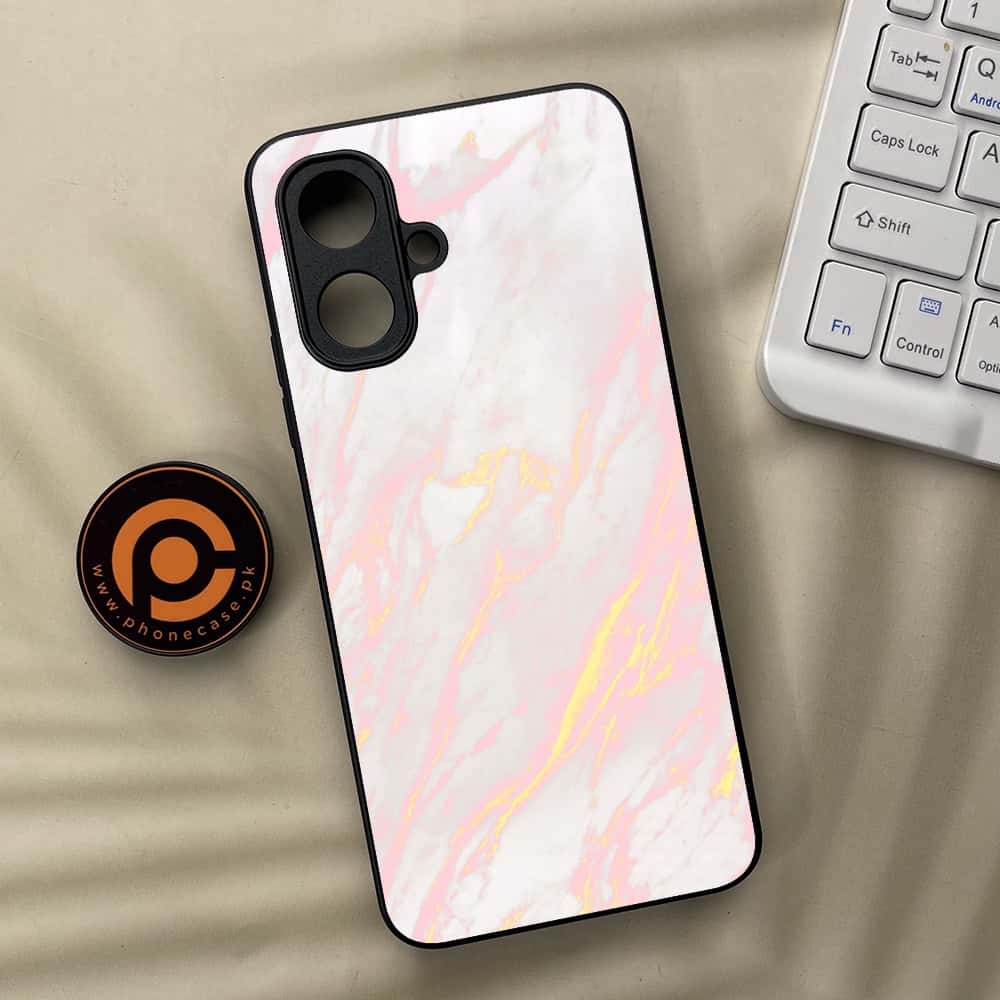 Tecno Pop 10 - Pink Marble Series - Premium Metal Printed soft Bumper Shock Proof Case