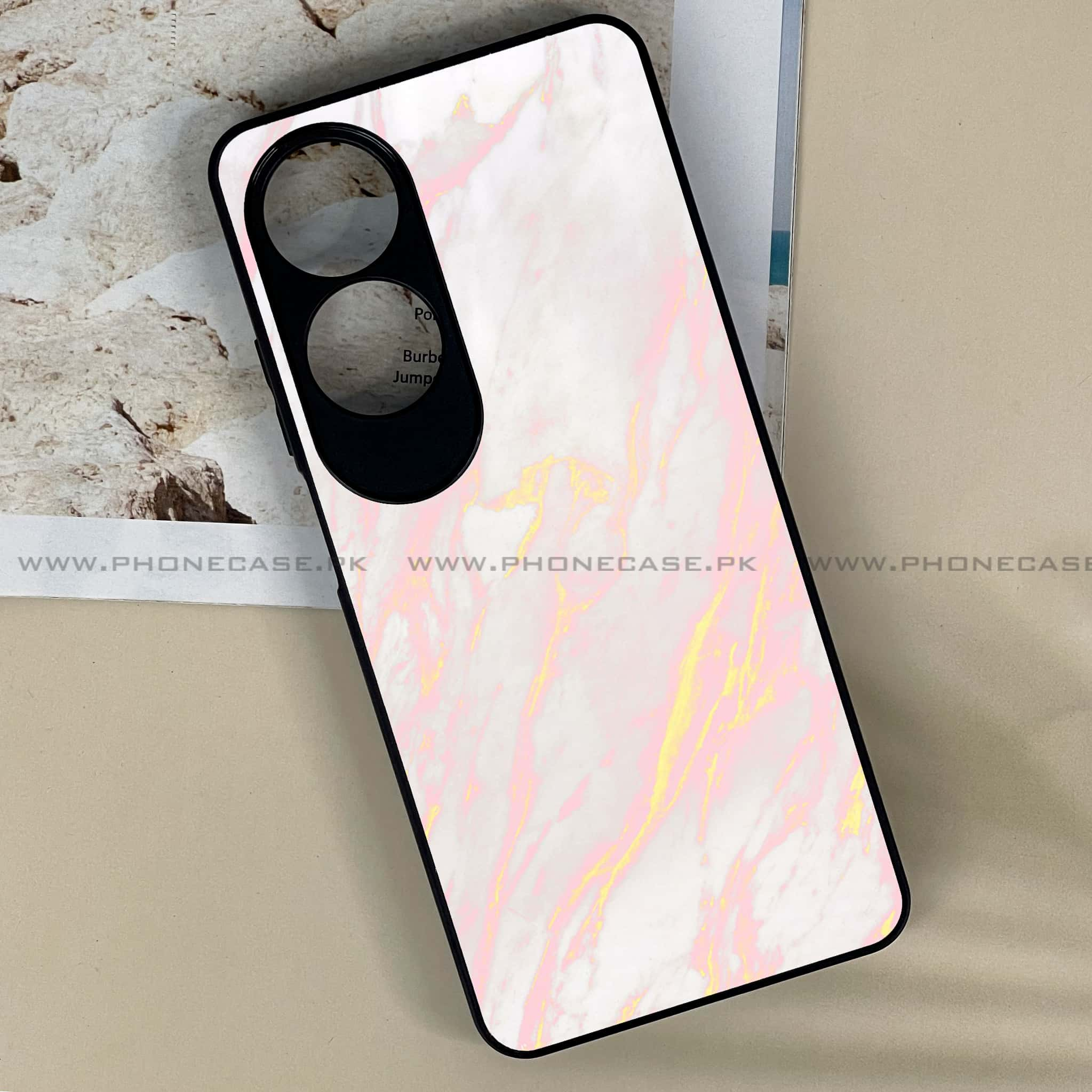 Oppo A60 - Pink Marble Series - Premium Printed Metal soft Bumper shock Proof Case