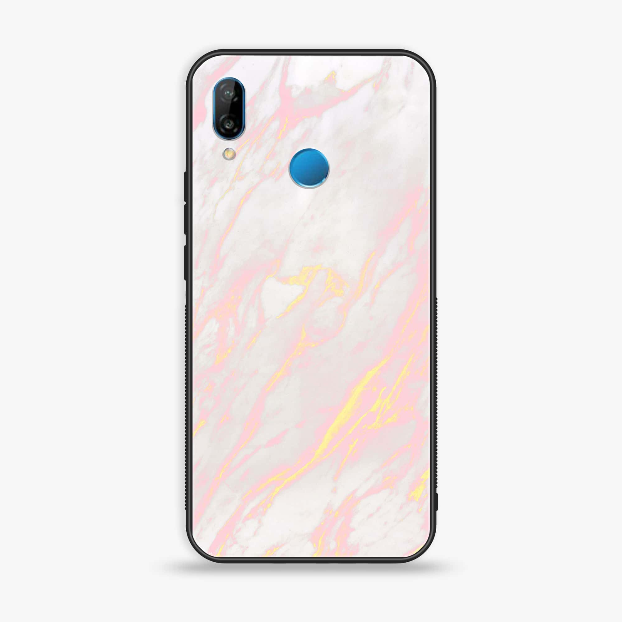 Huawei P20 lite - Pink Marble Series - Premium Printed Glass soft Bumper shock Proof Case