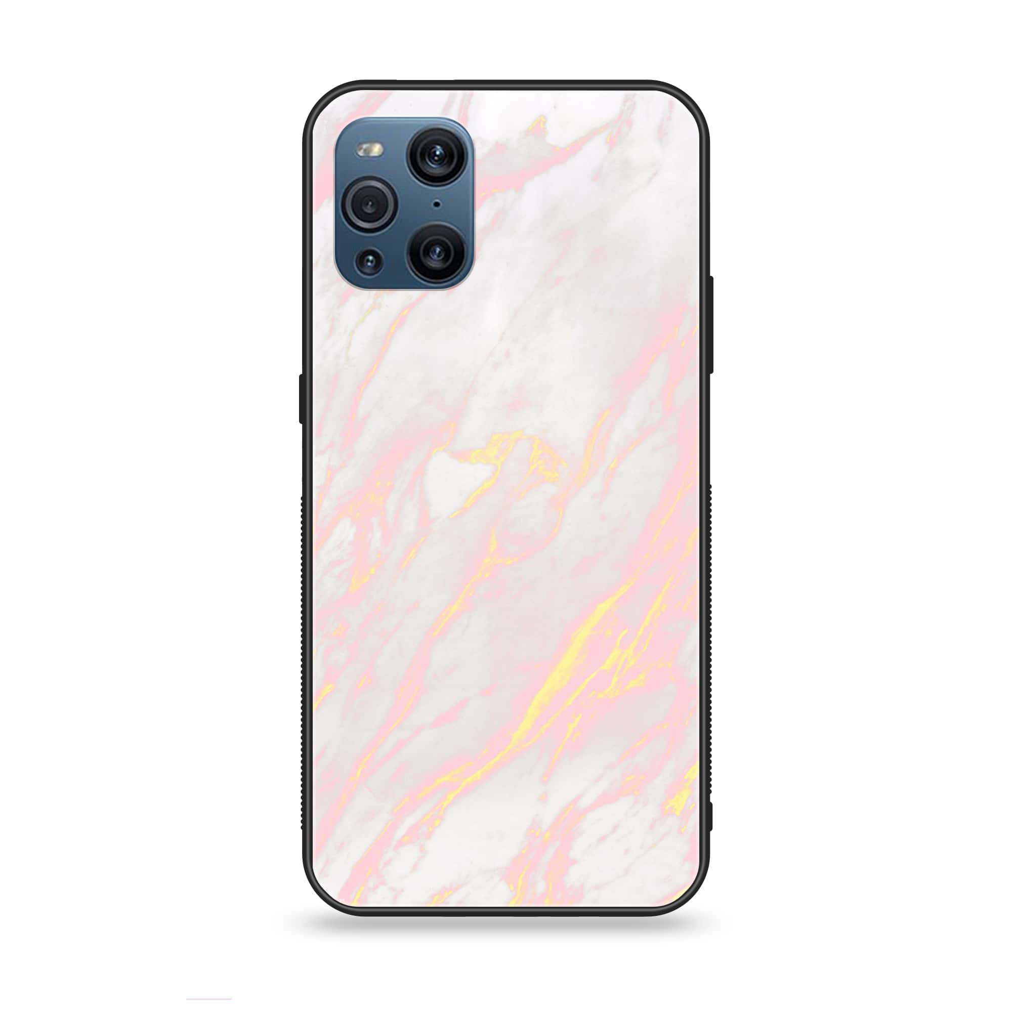 Oppo Find X3 - Pink Marble Series - Premium Printed Glass soft Bumper shock Proof Case