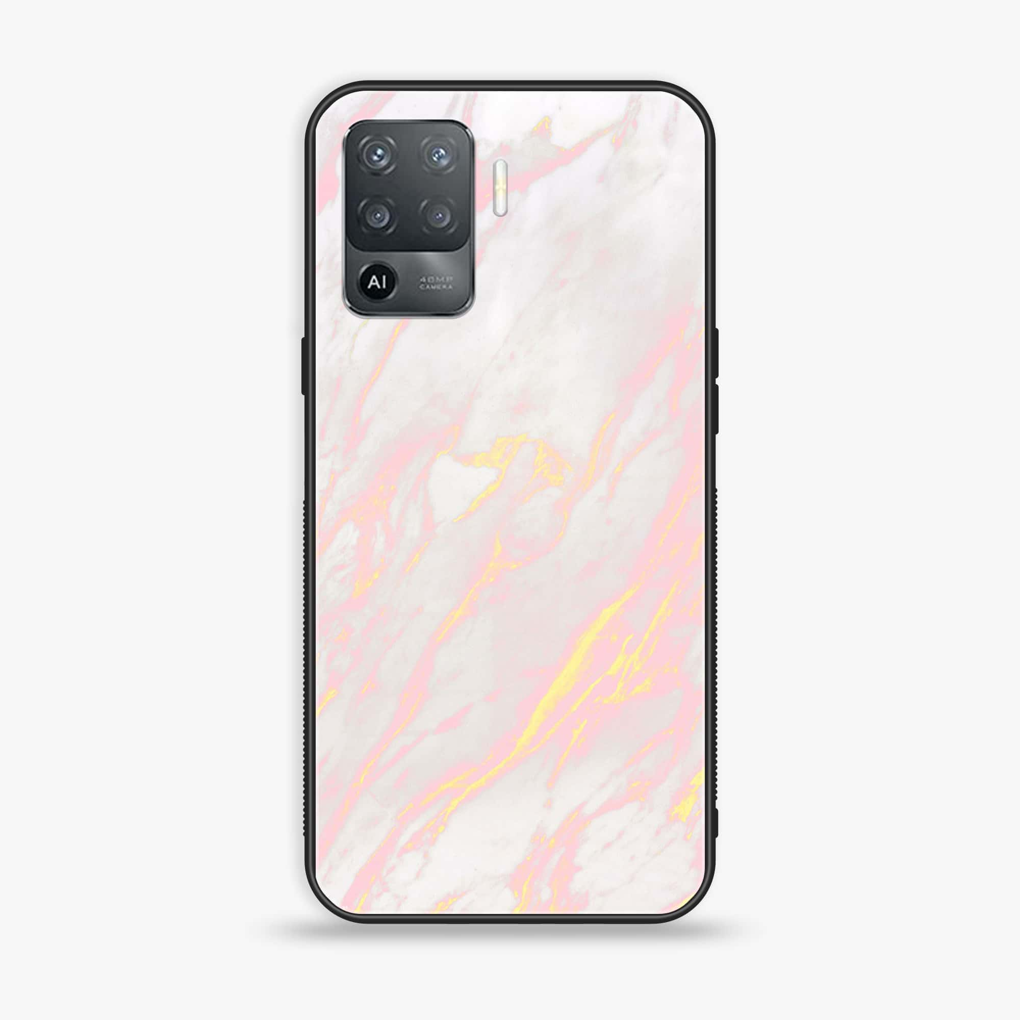 Oppo F19 Pro - Pink Marble Series - Premium Printed Glass soft Bumper shock Proof Case