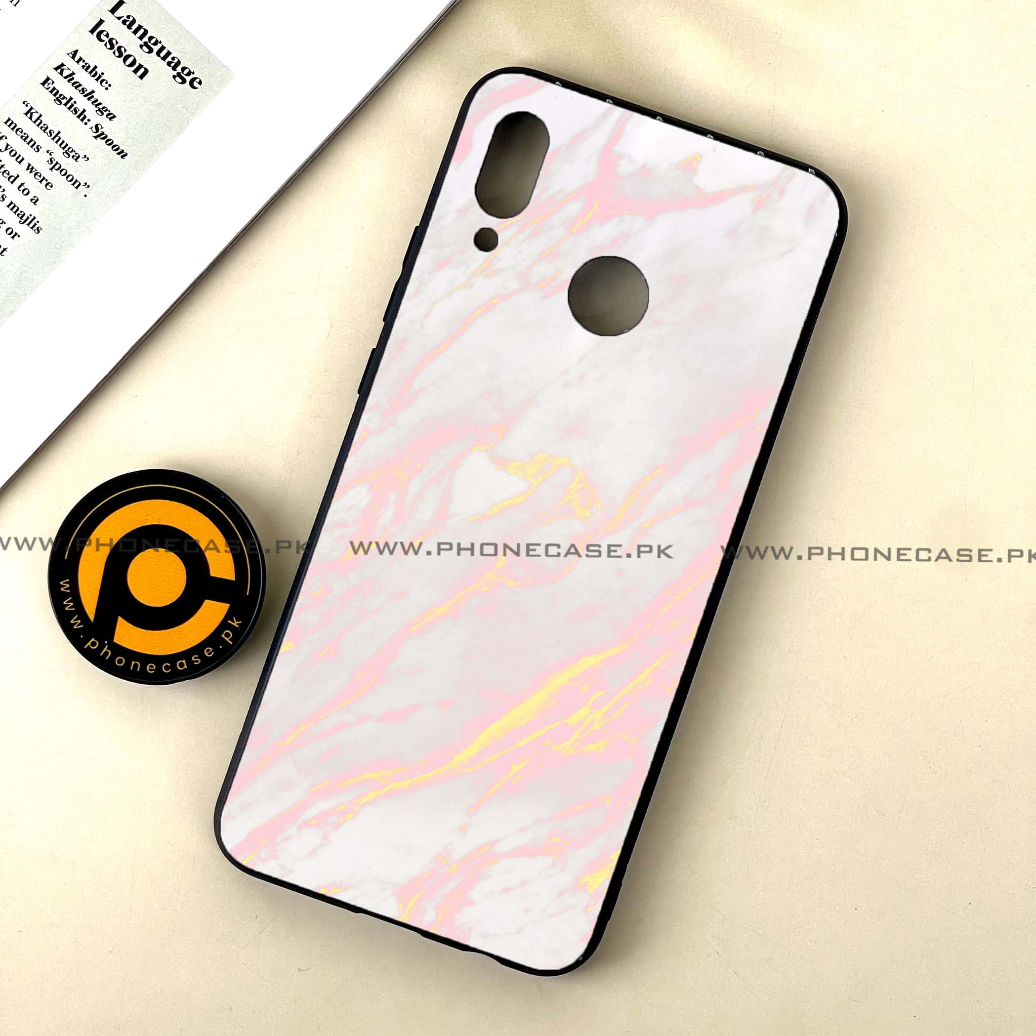 Huawei Nova 3 - Pink Marble Series - Premium Printed Glass soft Bumper shock Proof Case