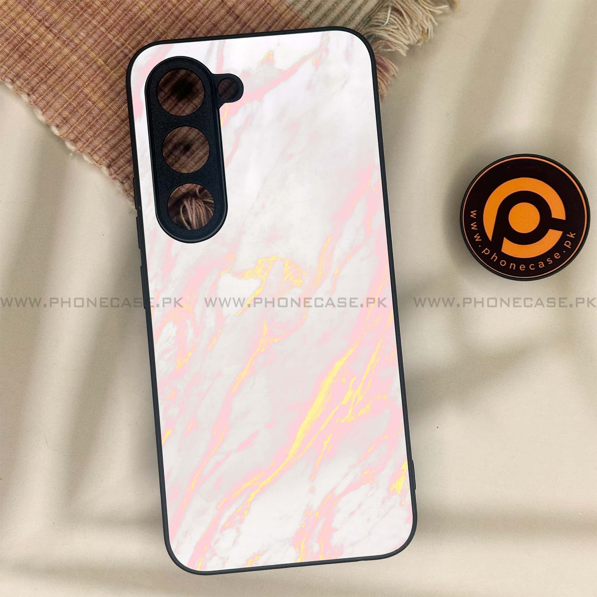 Tecno Spark 40 Pro - Pink Marble Series - Premium Metal Printed soft Bumper shock Proof Case